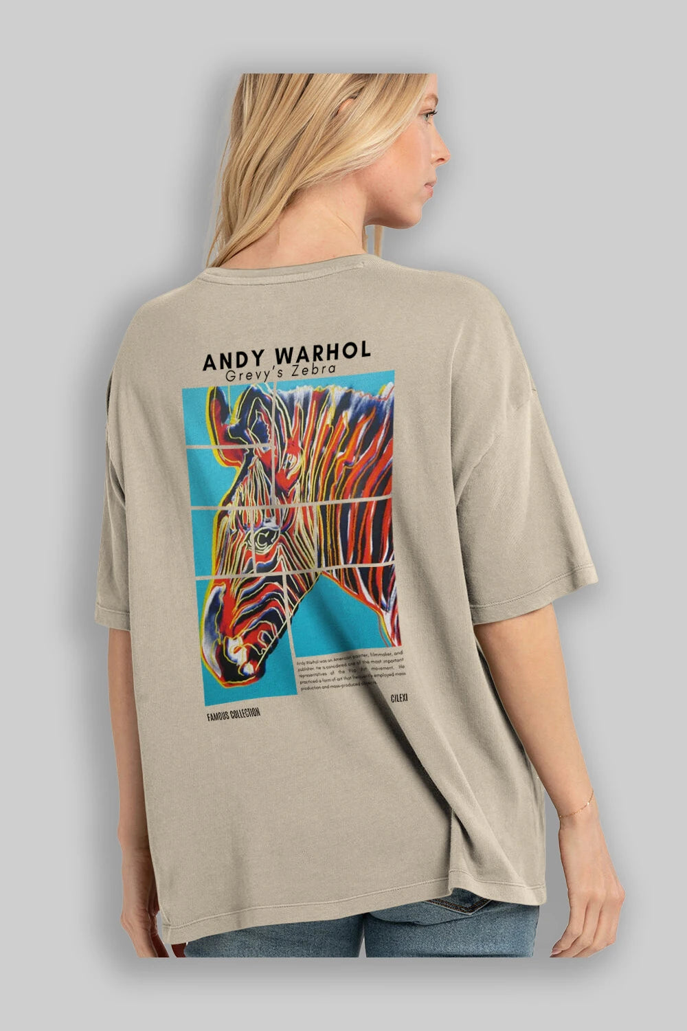 Andy Warhol Arka Baskılı Oversize t-shirt Erkek Kadın Bisiklet Yaka Pamuk tişort