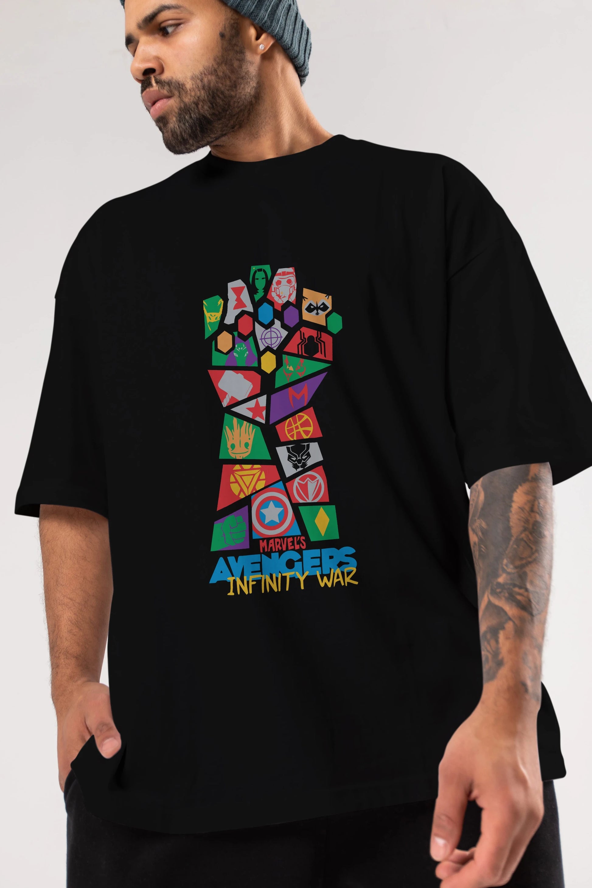 The Avengers Ön Baskılı Oversize t-shirt Erkek Kadın Unisex %100 Pamuk Bisiklet Yaka tişort
