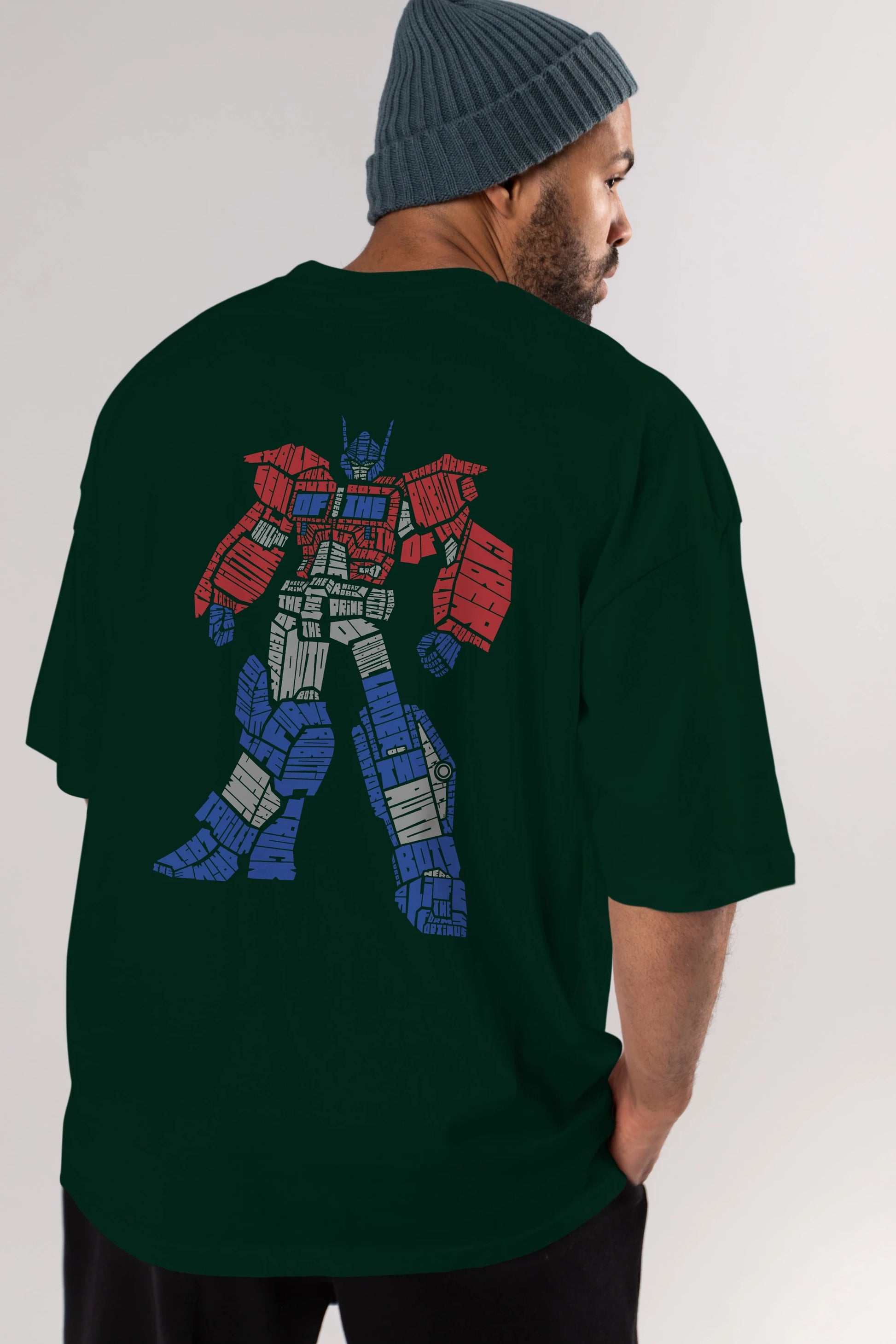 Optimus Prime Arka Baskılı Oversize t-shirt %100 pamuk Erkek Kadın Unisex