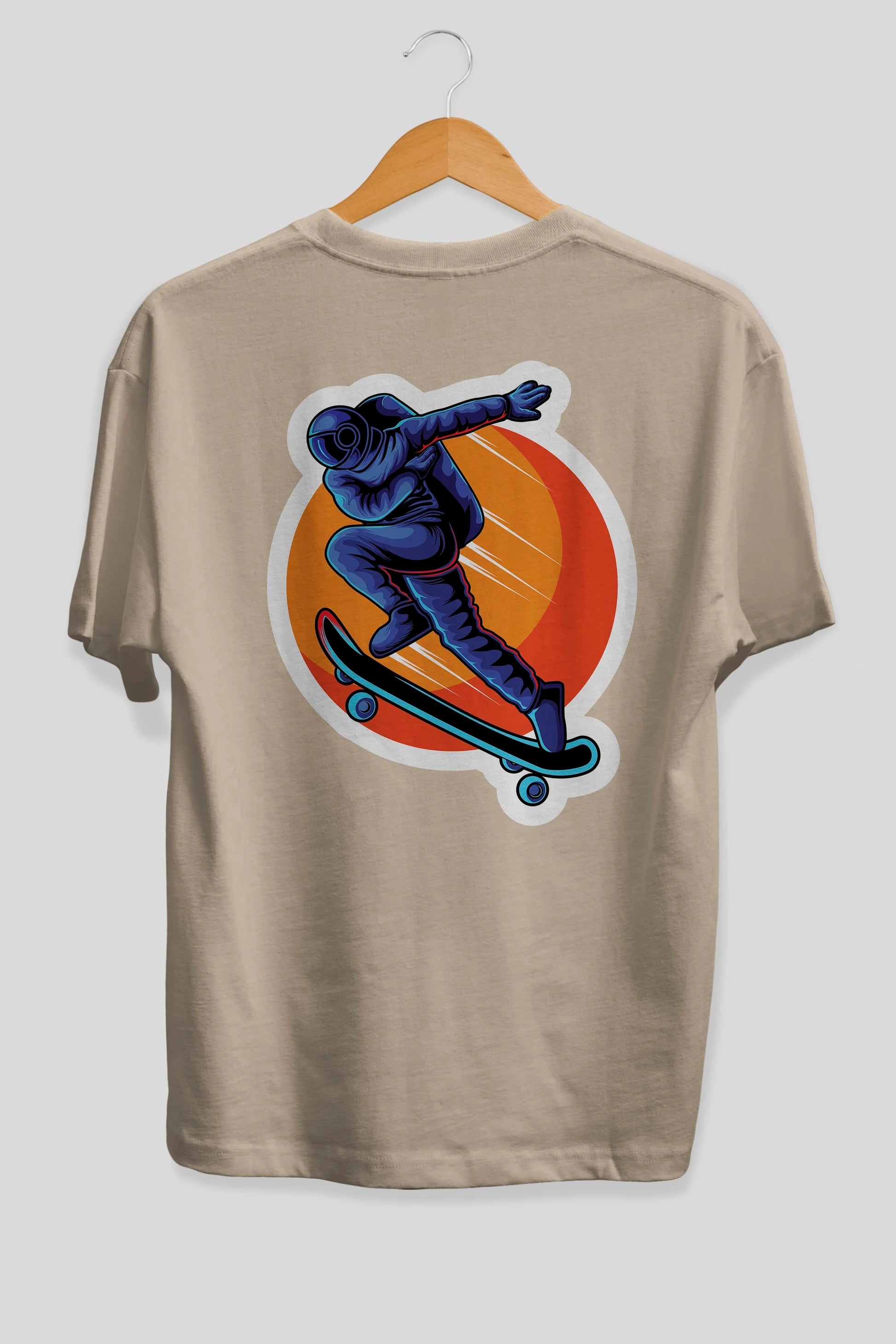 Astroskate Run Sticker Arka Baskılı Oversize t-shirt Erkek Kadın Unisex