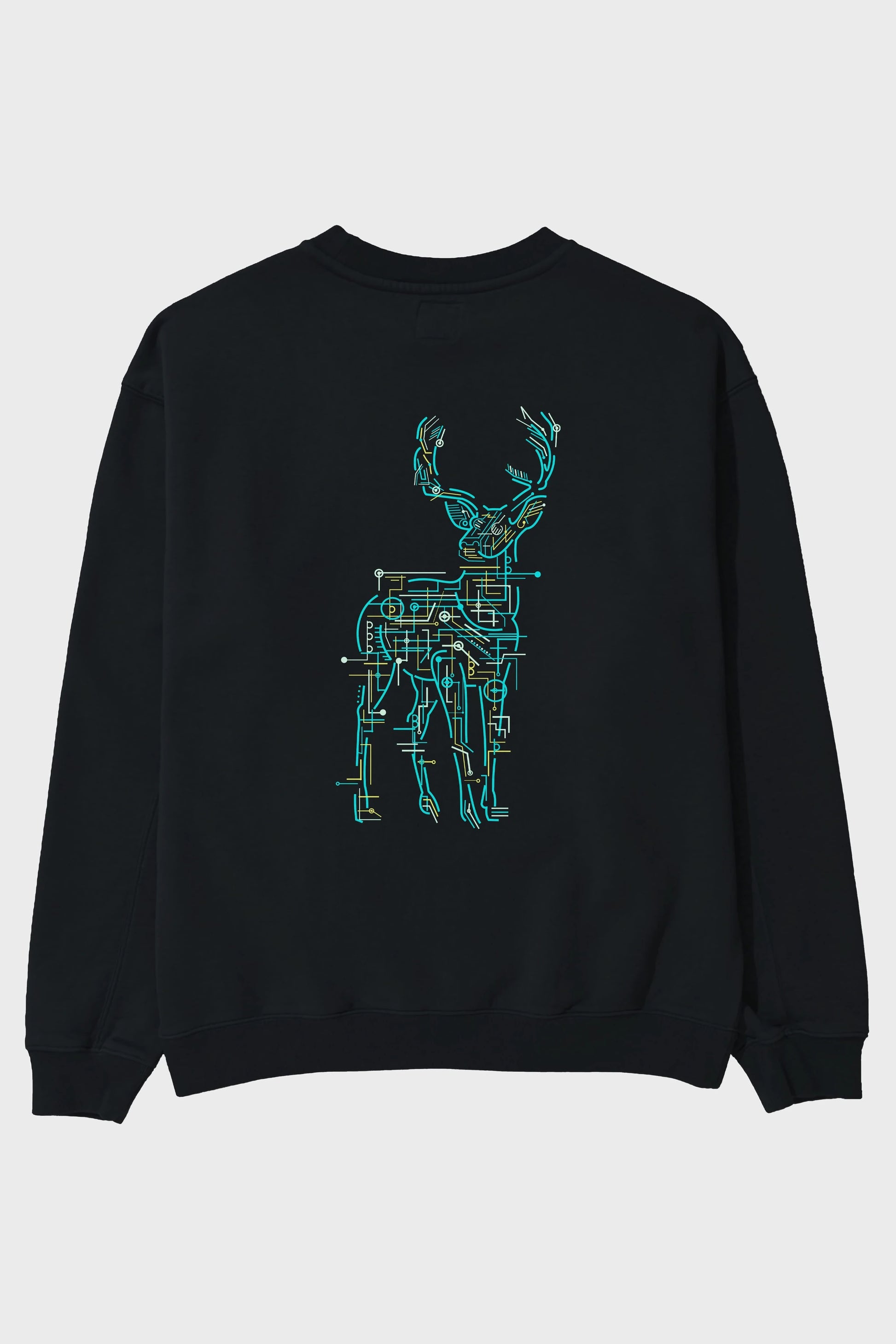 Electric Deer Arka Baskılı Oversize Sweatshirt Erkek Kadın Unisex