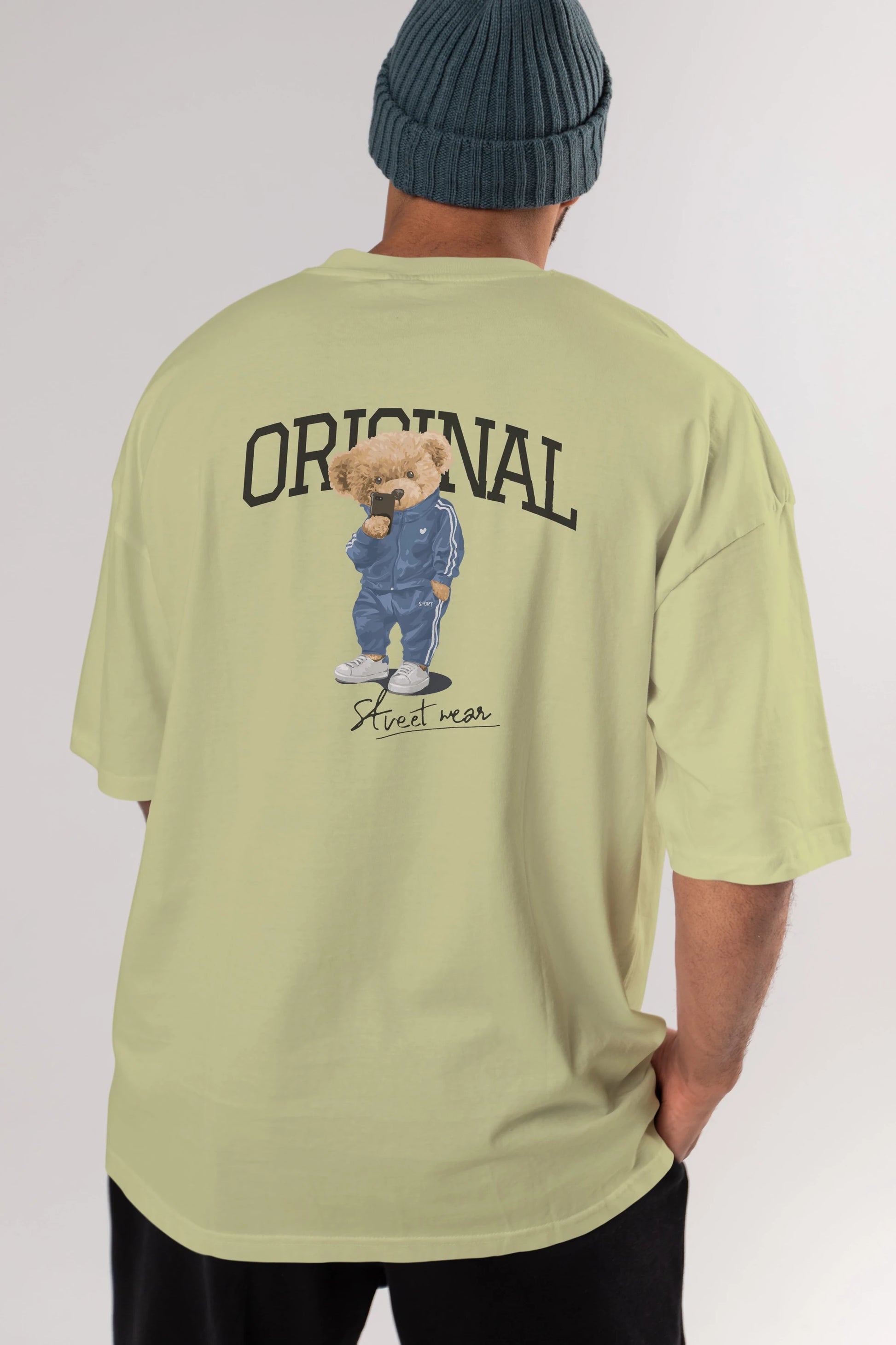 Teddy Bear Original Arka Baskılı Oversize t-shirt Erkek Kadın Unisex %100 Pamuk