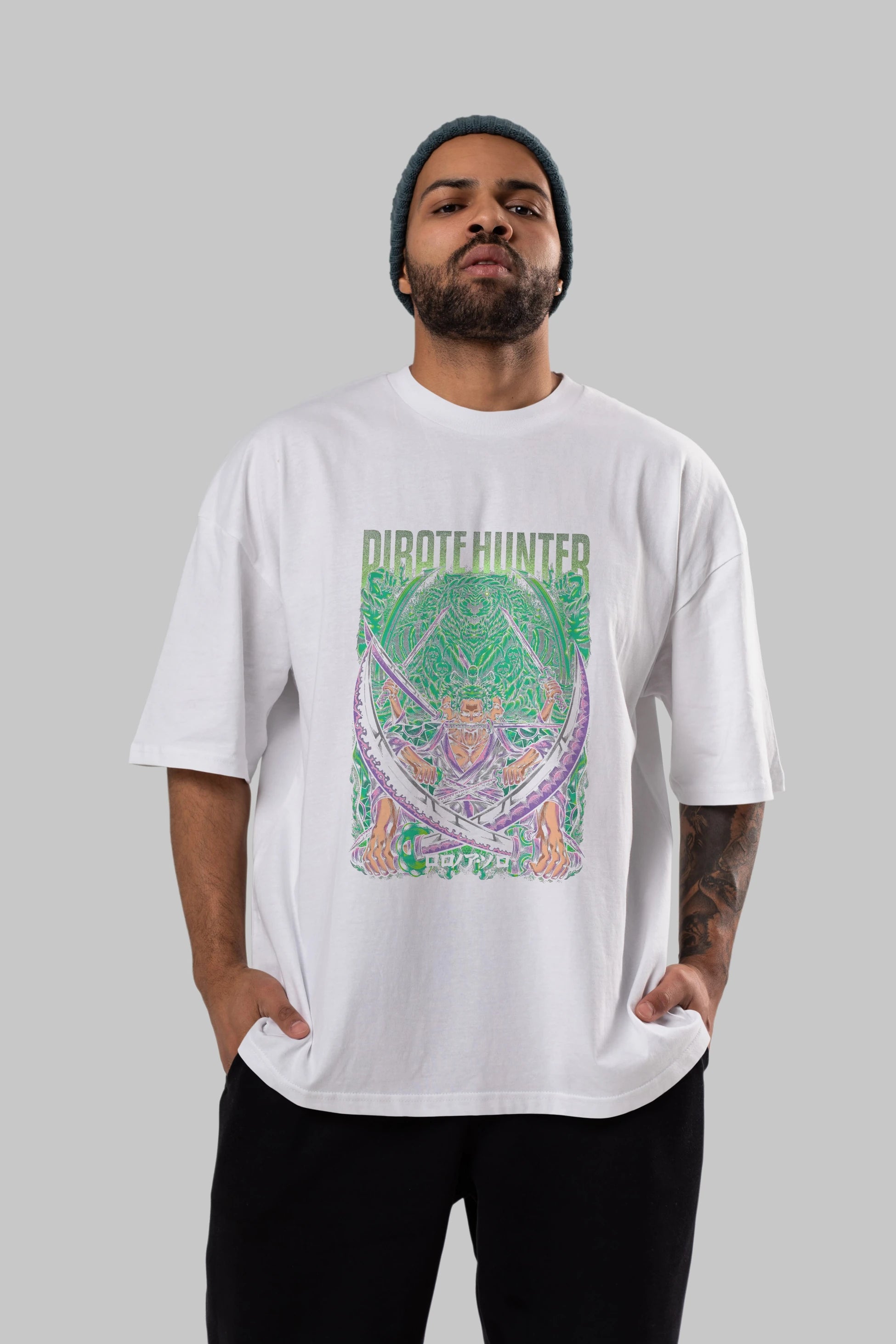 RORONOA ZORO 3 Anime Ön Baskılı Oversize t-shirt %100 pamuk Erkek Kadın Unisex