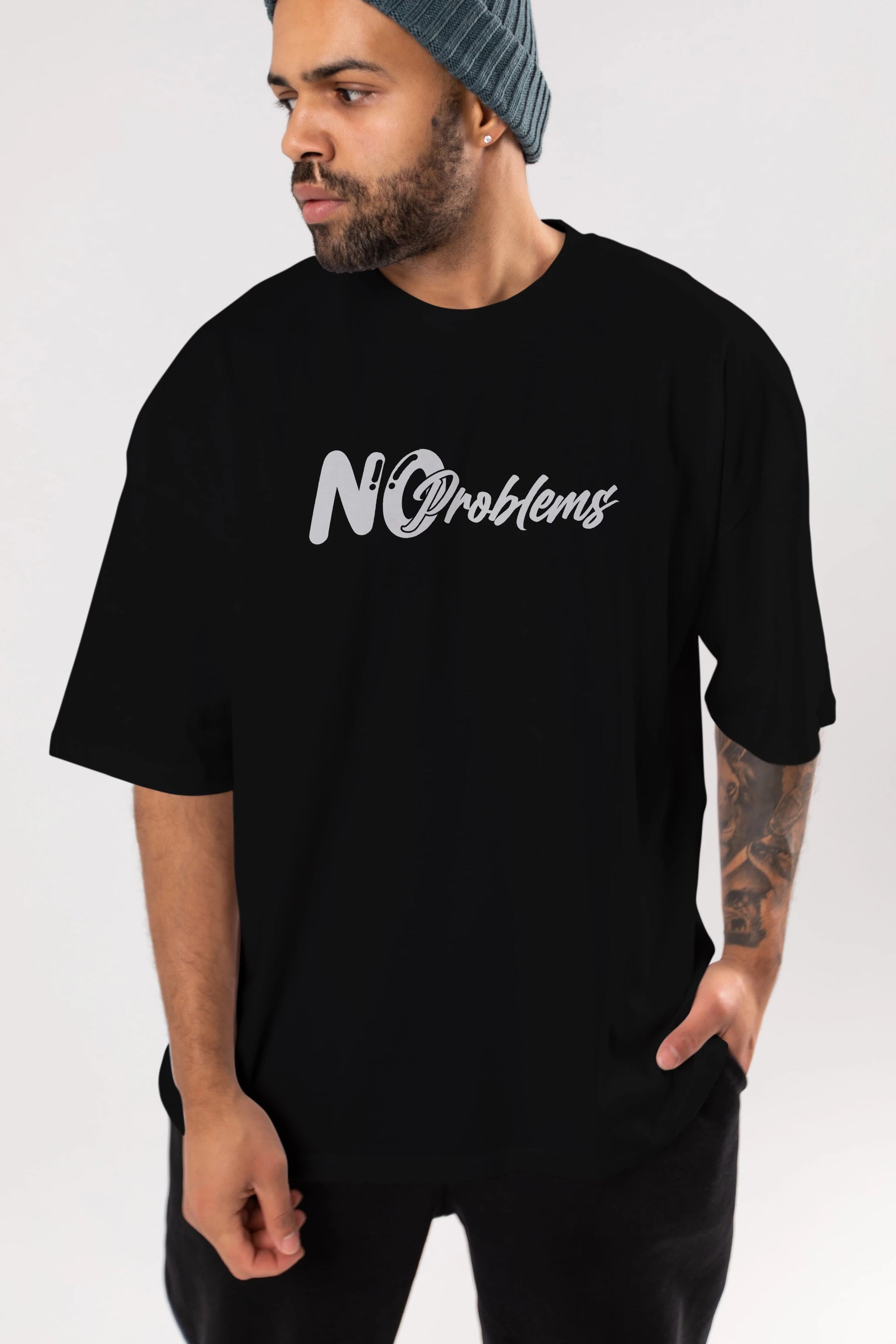 No Problems Ön Baskılı Oversize t-shirt %100 pamuk Erkek Kadın Unisex