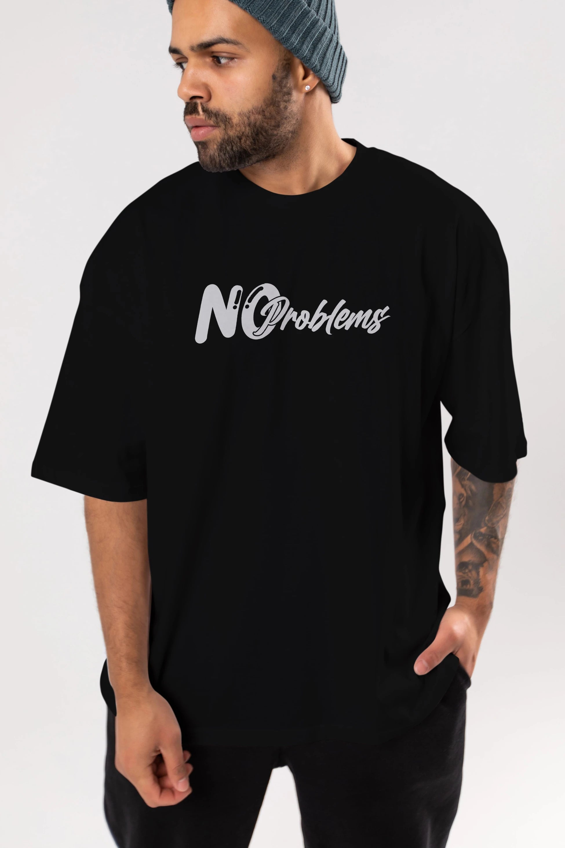 No Problems Ön Baskılı Oversize t-shirt %100 pamuk Erkek Kadın Unisex