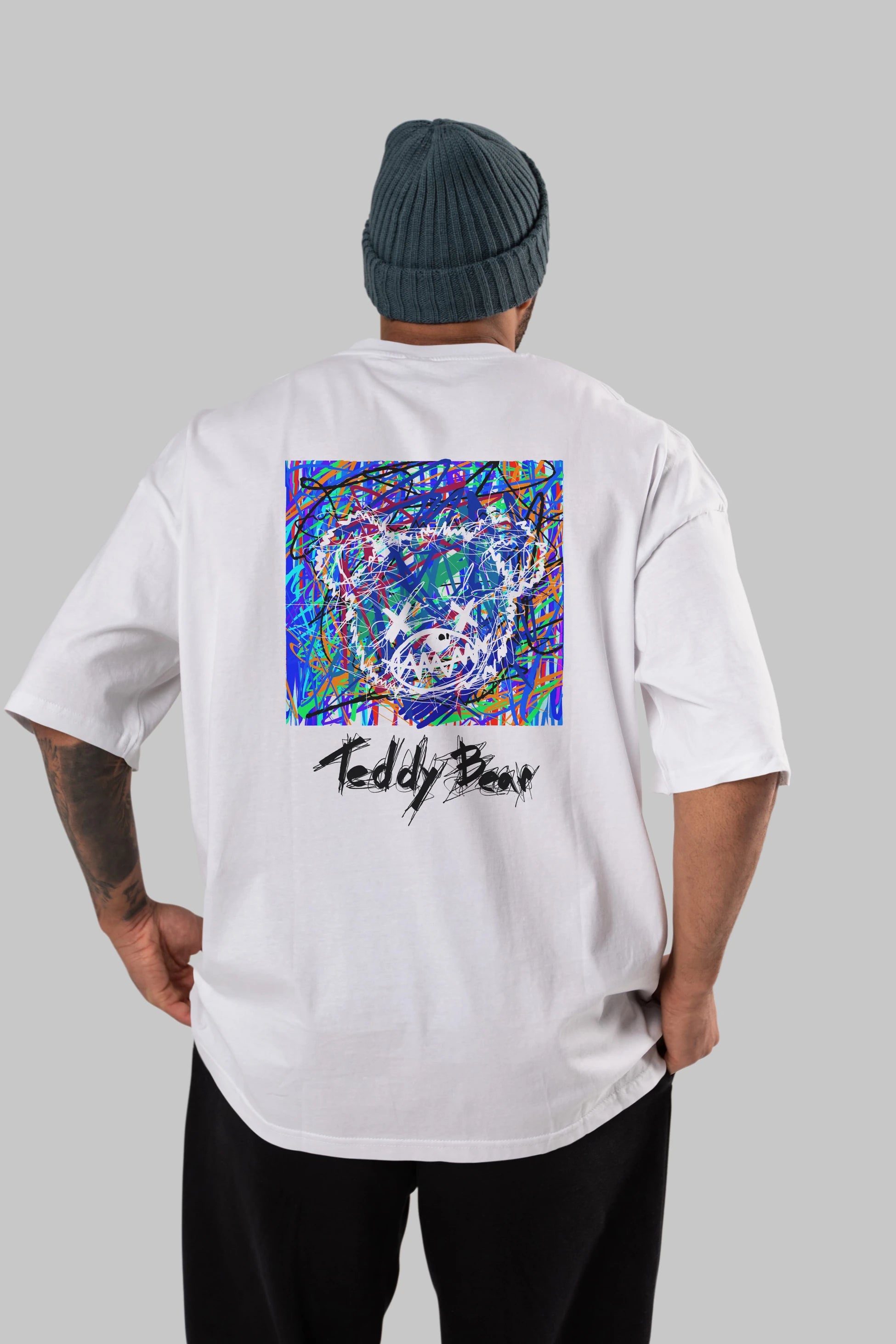Teddy Bear 3 Arka Baskılı Oversize t-shirt Erkek Kadın Unisex