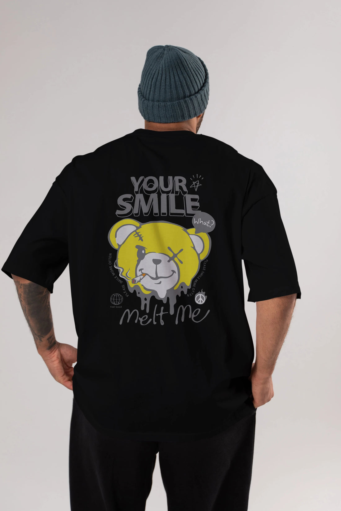 Your Smile Bear Arka Baskılı Oversize t-shirt Erkek Kadın Unisex