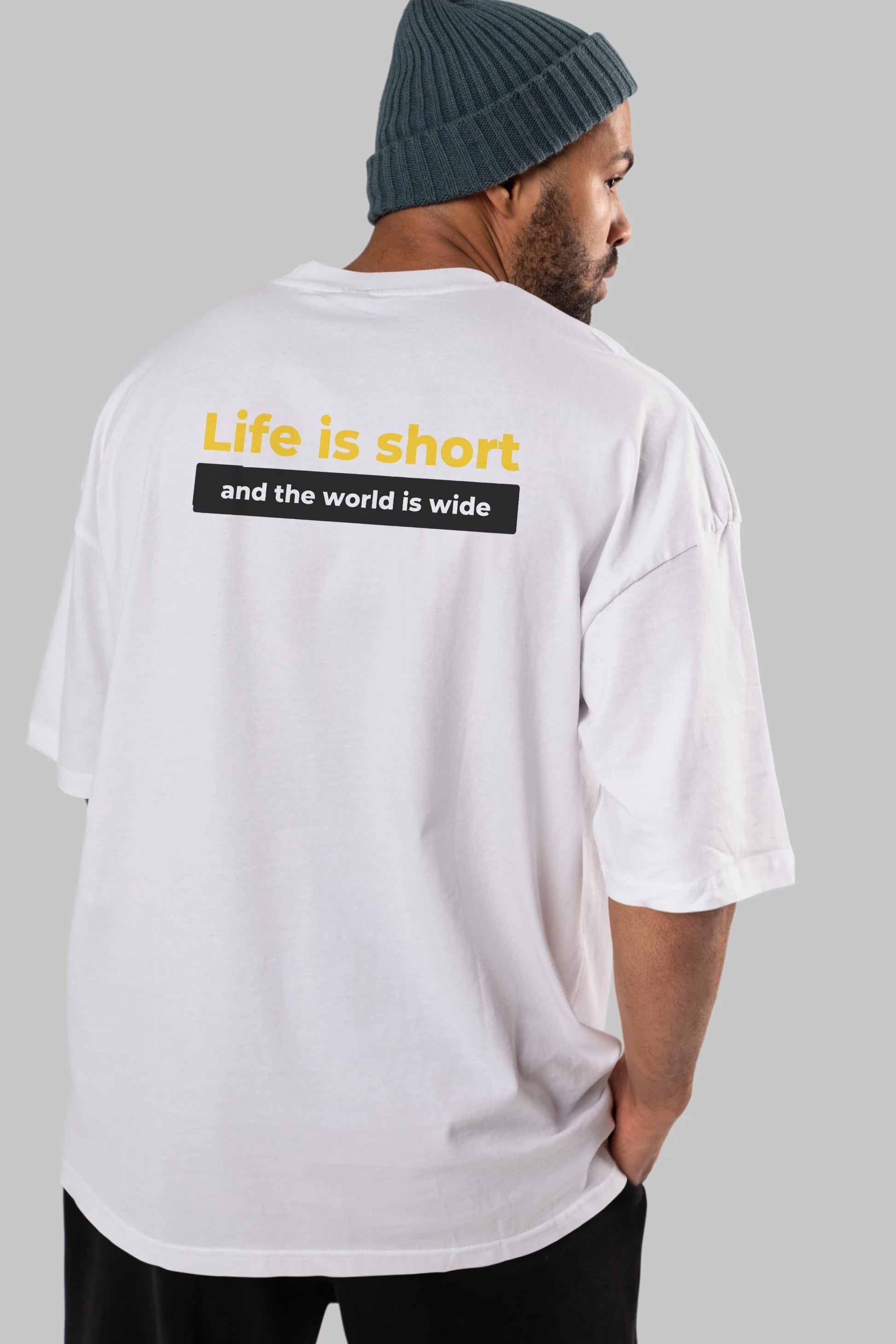 Life is Short Yazılı Arka Baskılı Oversize t-shirt Erkek Kadın Unisex