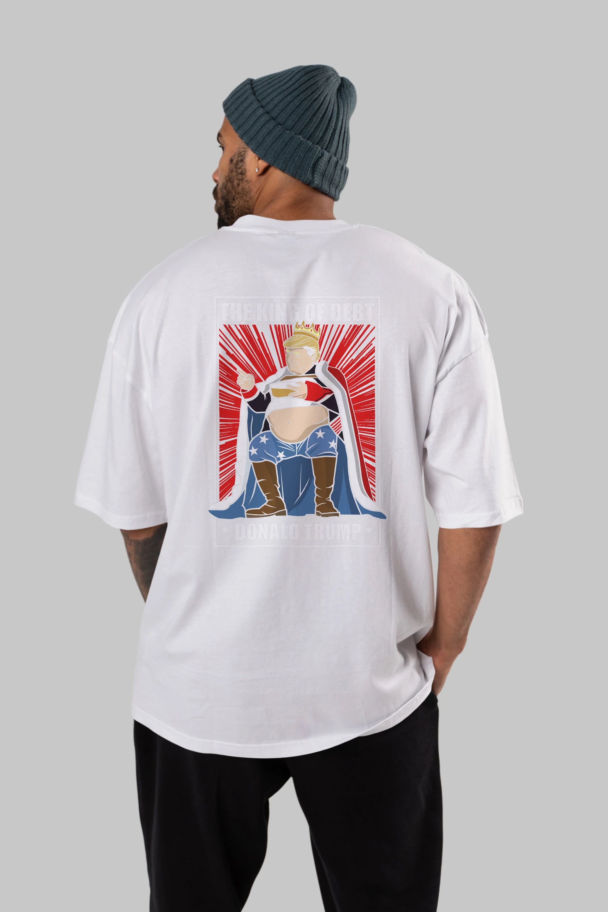 Trump King Arka Baskılı Oversize t-shirt Erkek Kadın Unisex %100 Pamuk tişort