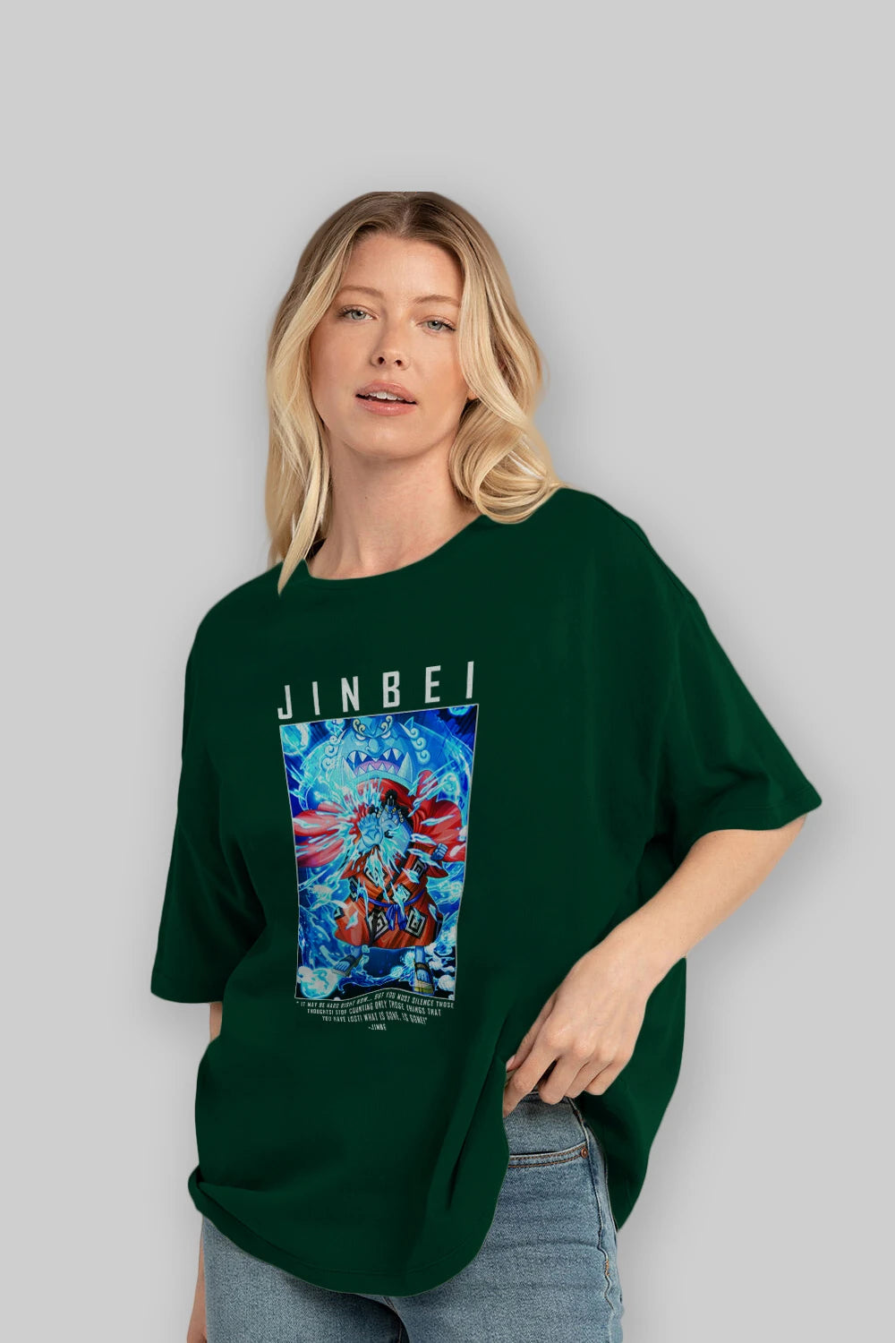 Jinbei Anime Ön Baskılı Oversize t-shirt Erkek Kadın Unisex