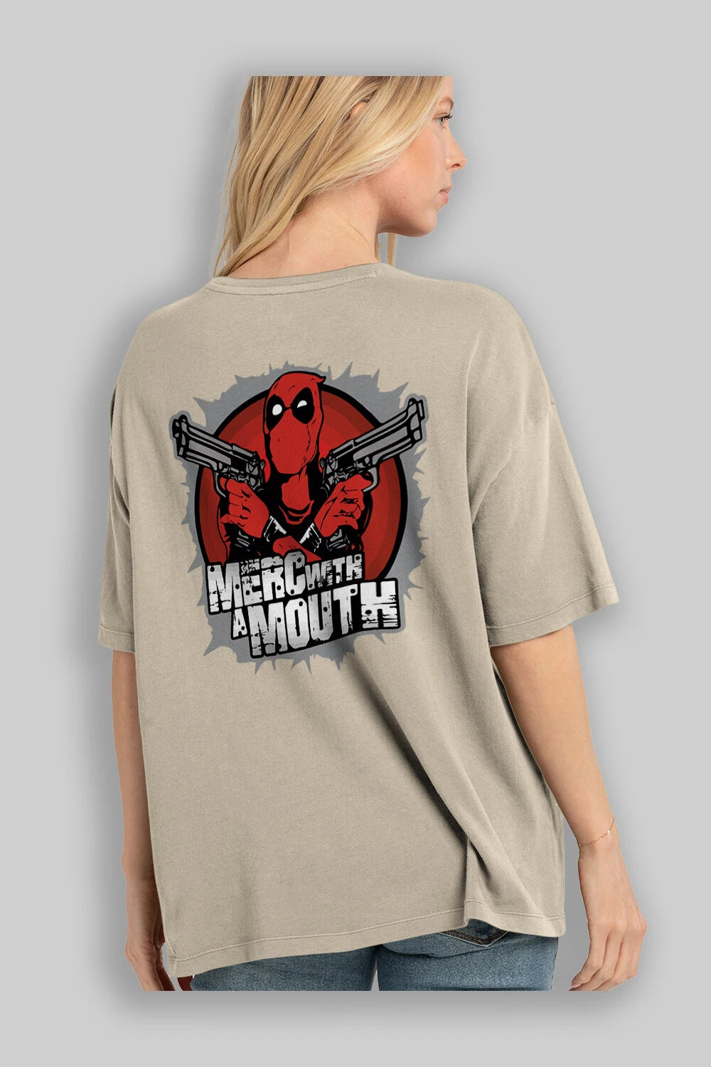 Deadpool (13) Arka Baskılı Oversize t-shirt Erkek Kadın Unisex %100 Pamuk Bisiklet Yaka tişort