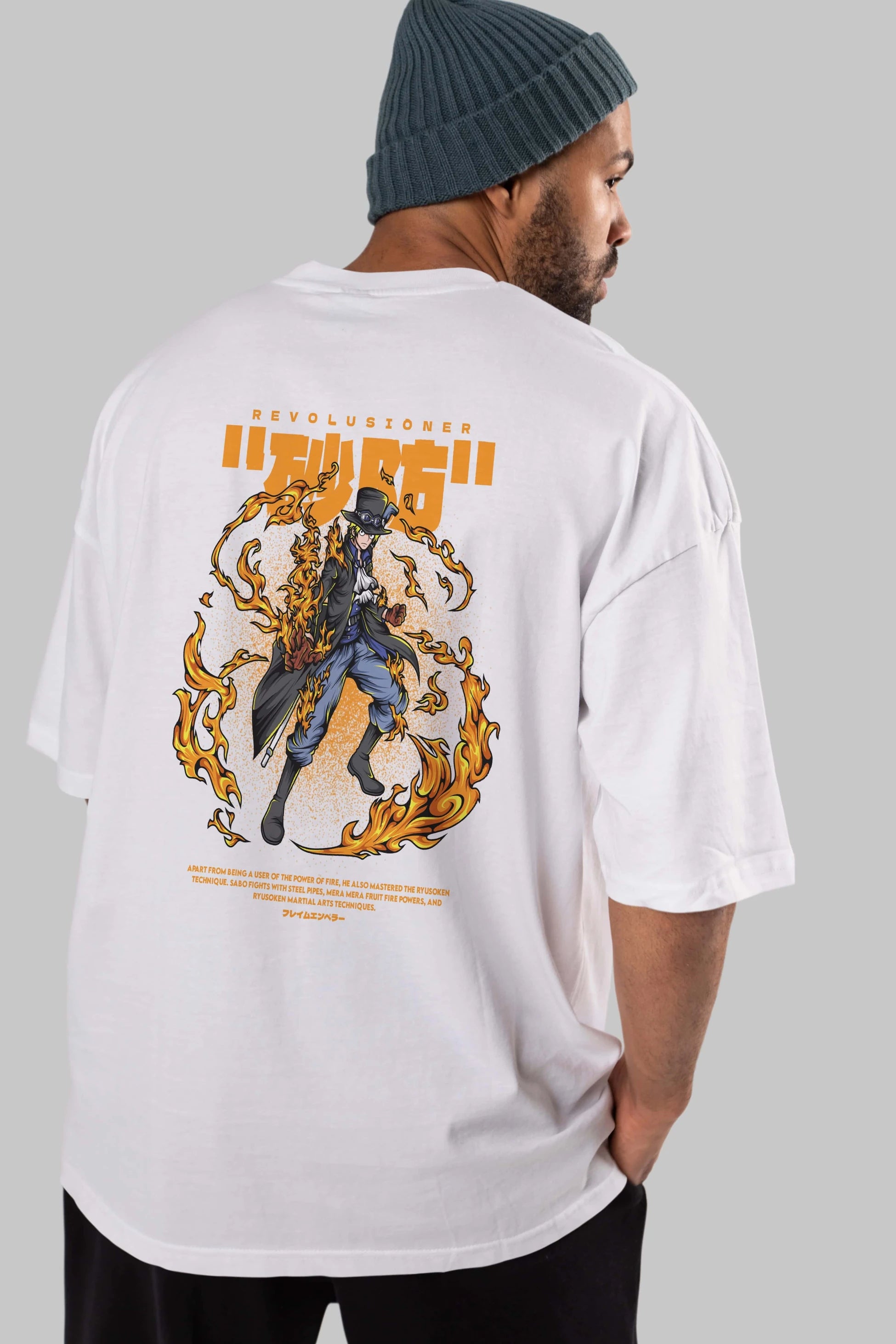 Revolusioner Sabo Anime Arka Baskılı Oversize t-shirt Erkek Kadın Unisex