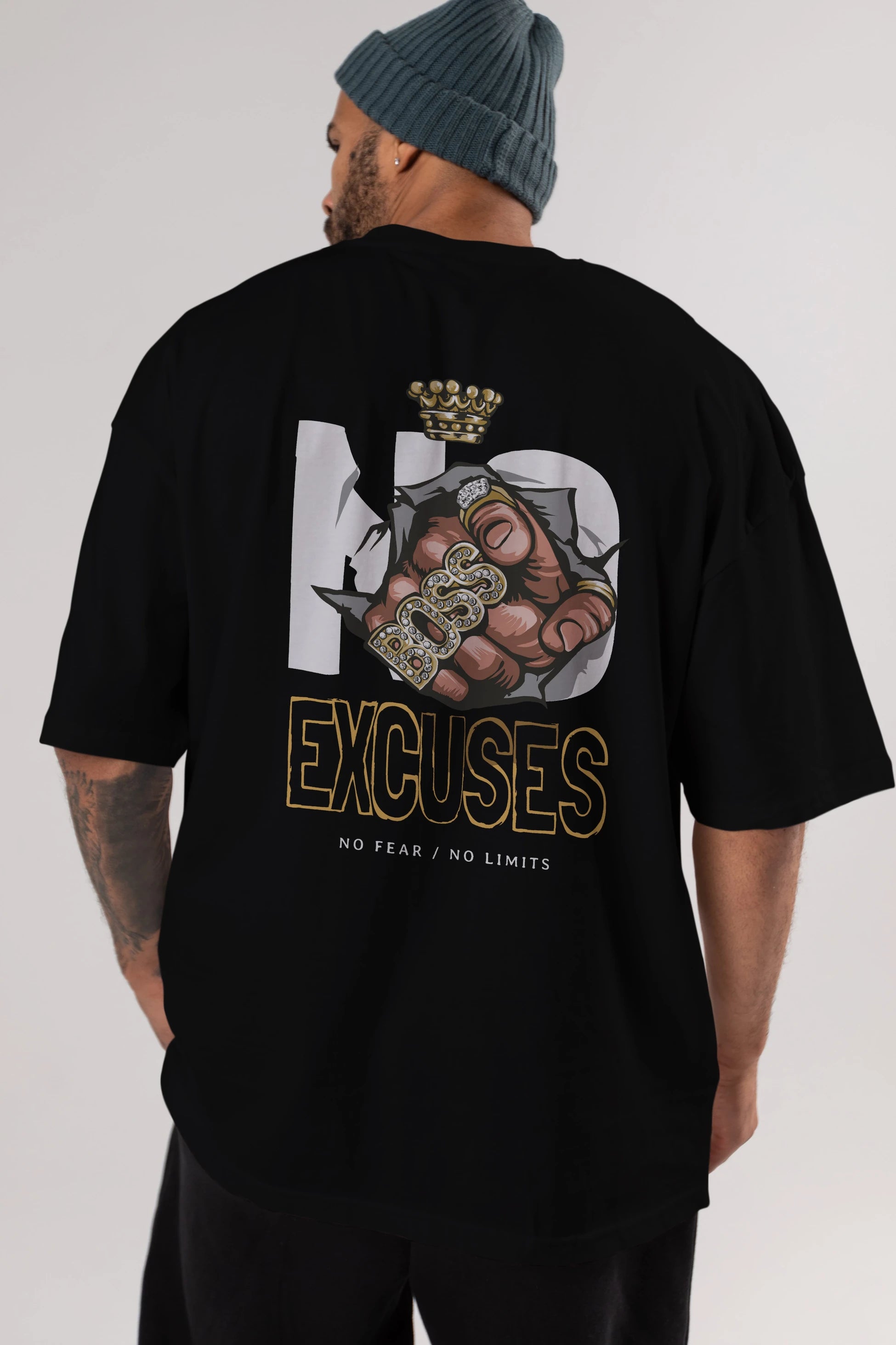 No Excuses Arka Baskılı Oversize t-shirt Erkek Kadın Unisex