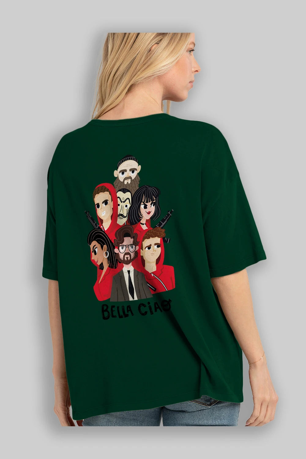 La Casa De Papel (13) Arka Baskılı Oversize t-shirt Erkek Kadın Unisex %100 Pamuk Bisiklet Yaka tişort