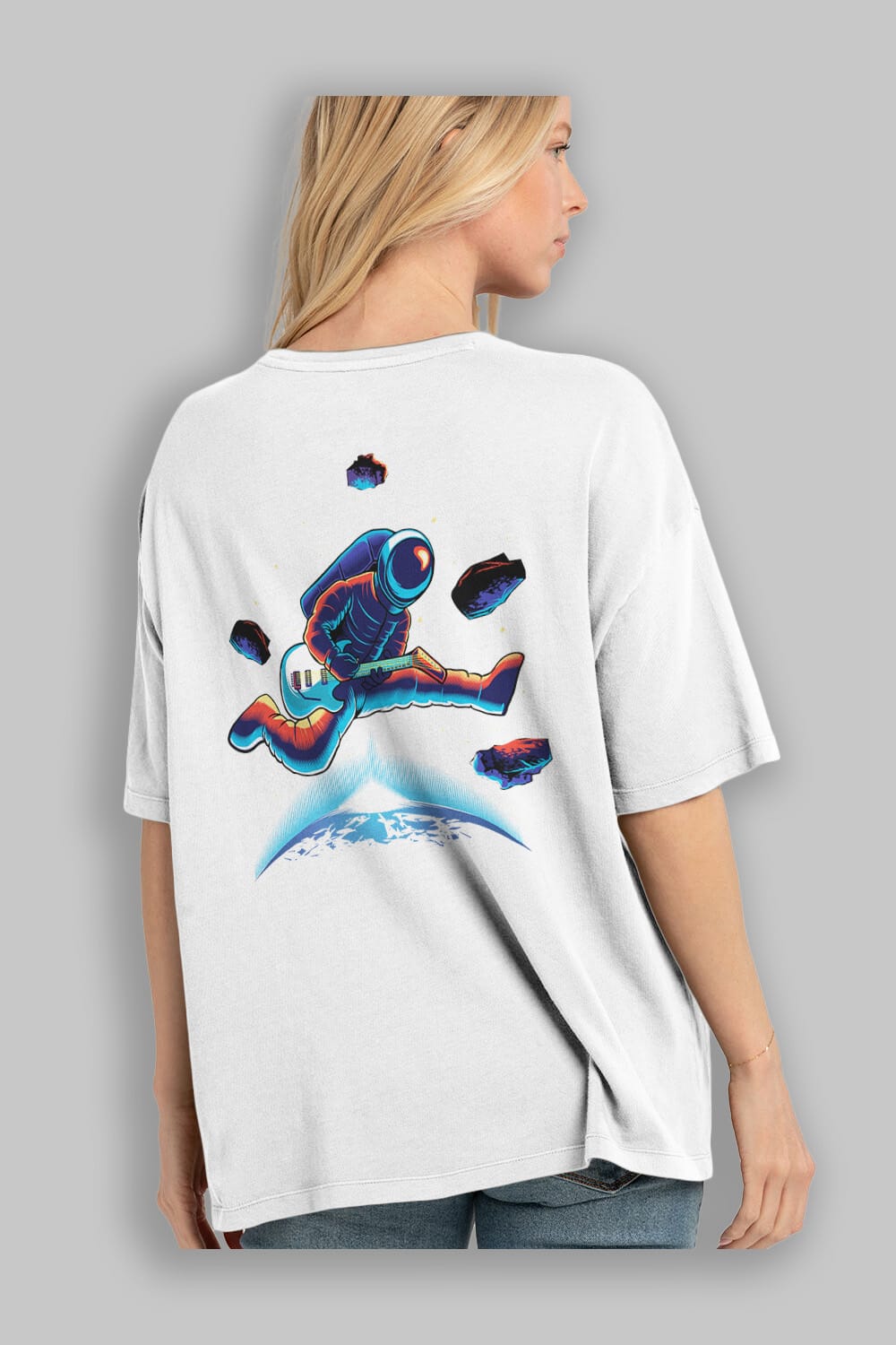 Astroguitar Arka Baskılı Oversize t-shirt Erkek Kadın Unisex