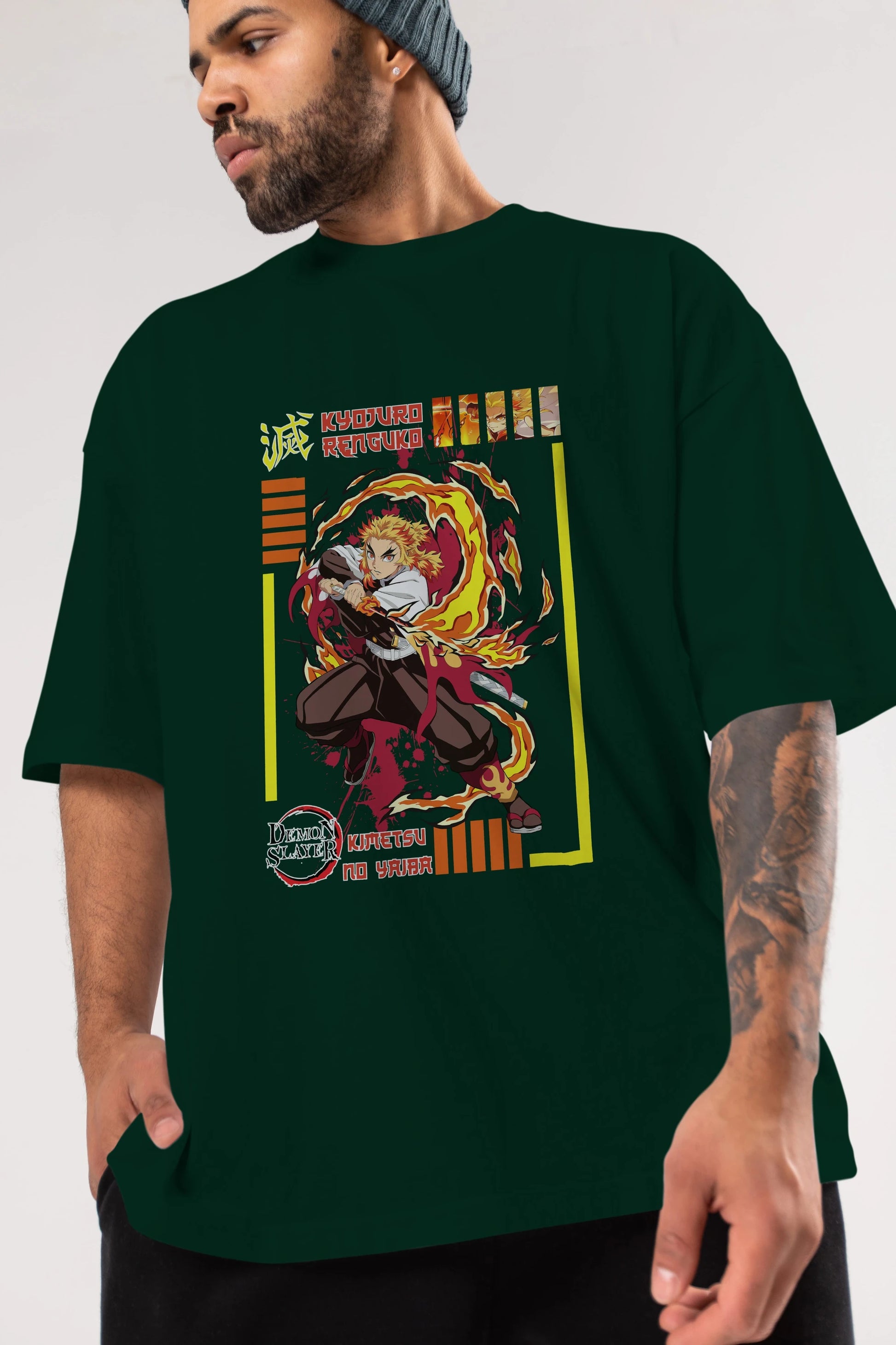 KYOJURO RENGOKU Anime Ön Baskılı Oversize t-shirt %100 pamuk Erkek Kadın Unisex