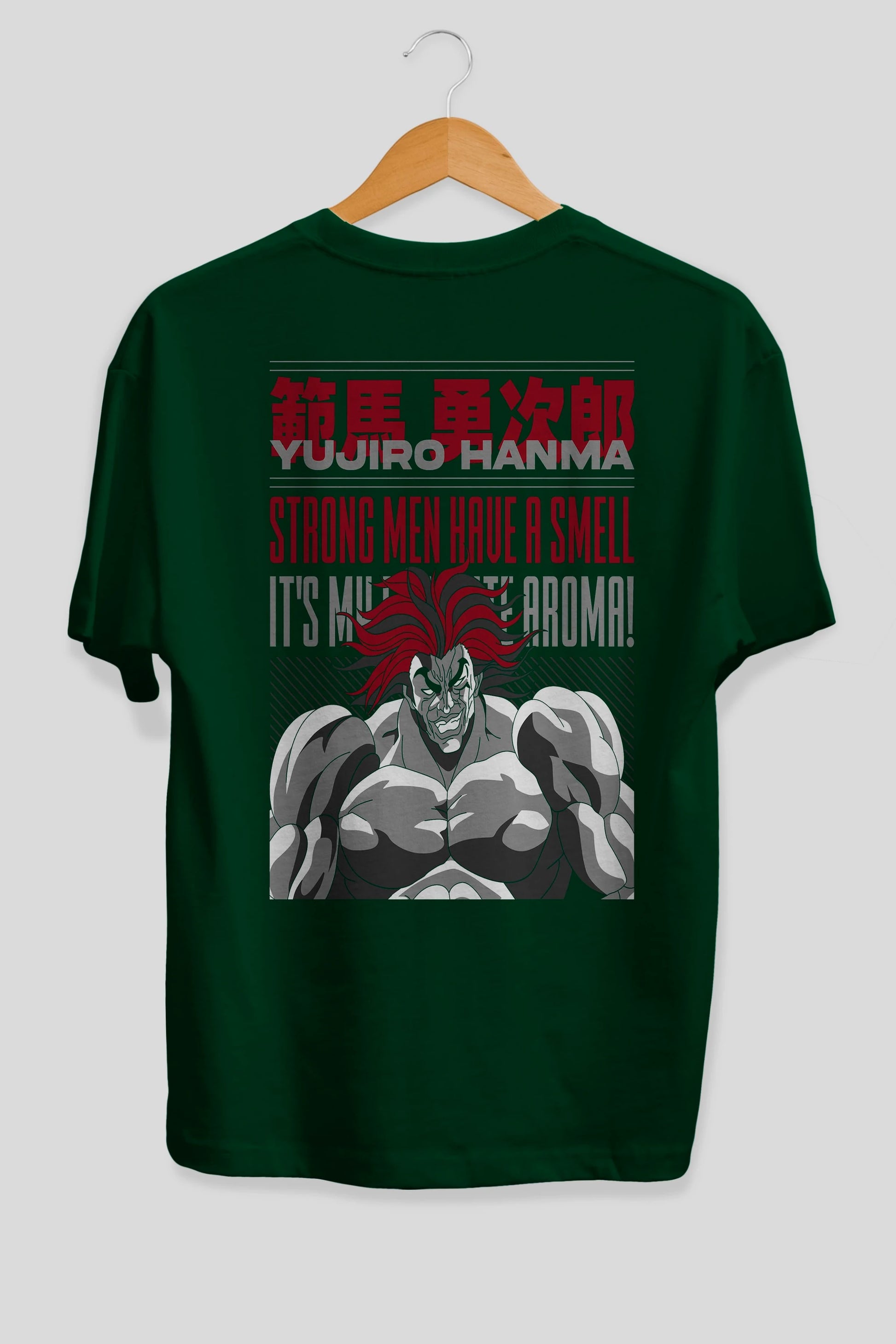 YUJIRO HANMA Anime Arka Baskılı Oversize t-shirt Erkek Kadın Unisex
