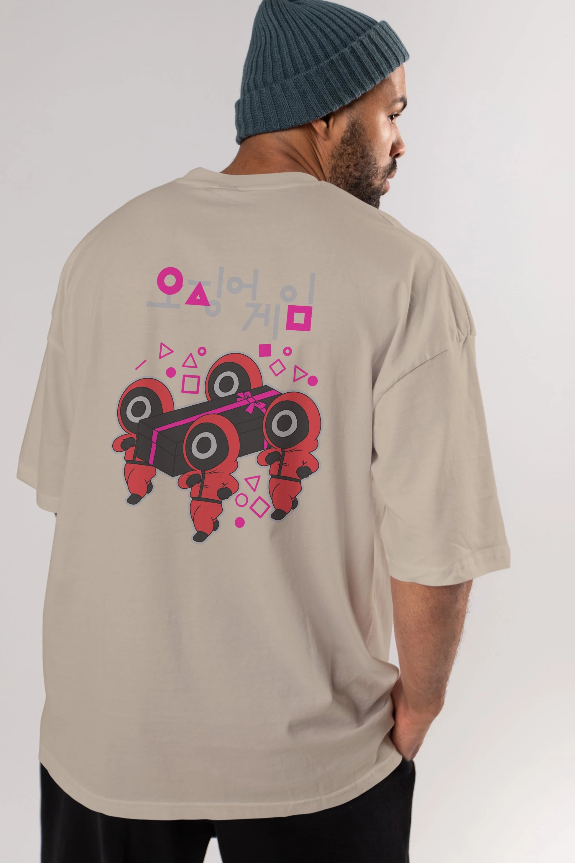 Squid Game (6) Arka Baskılı Oversize t-shirt Erkek Kadın Unisex %100 Pamuk Bisiklet Yaka tişort