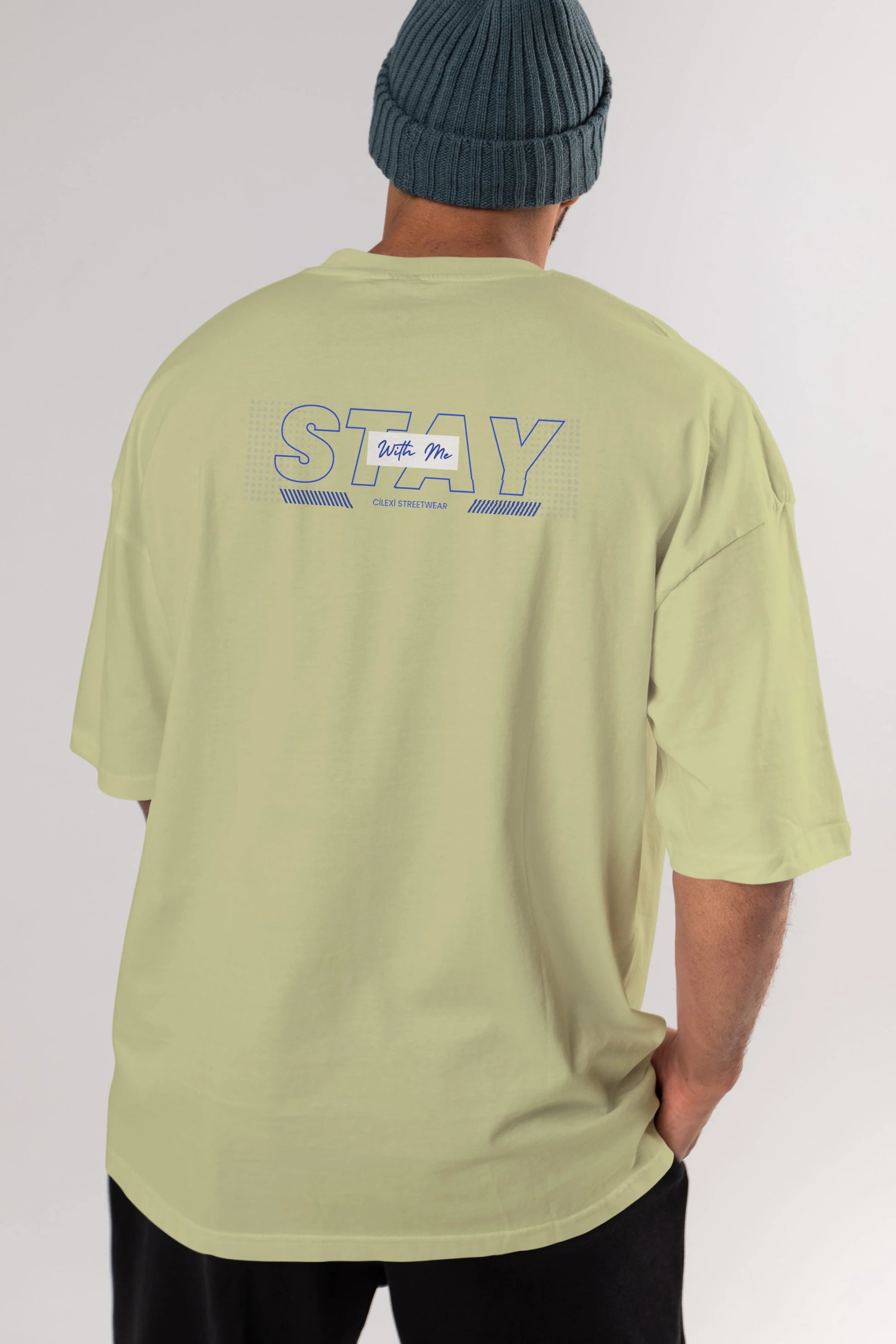 Stay with Me Yazılı Arka Baskılı Oversize t-shirt Erkek Kadın Unisex