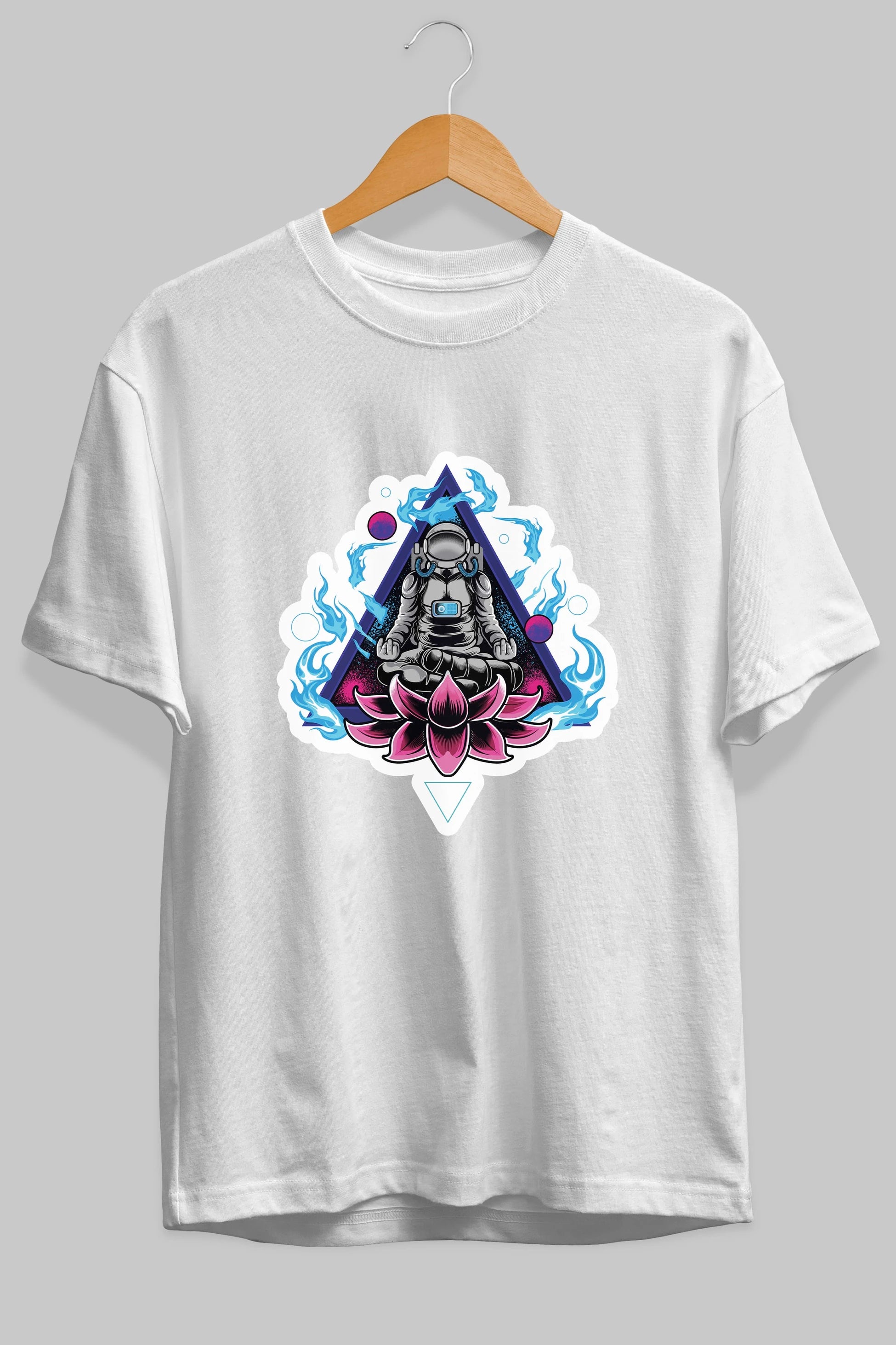Astronaut Meditation Sticker Ön Baskılı Oversize t-shirt Erkek Kadın Unisex
