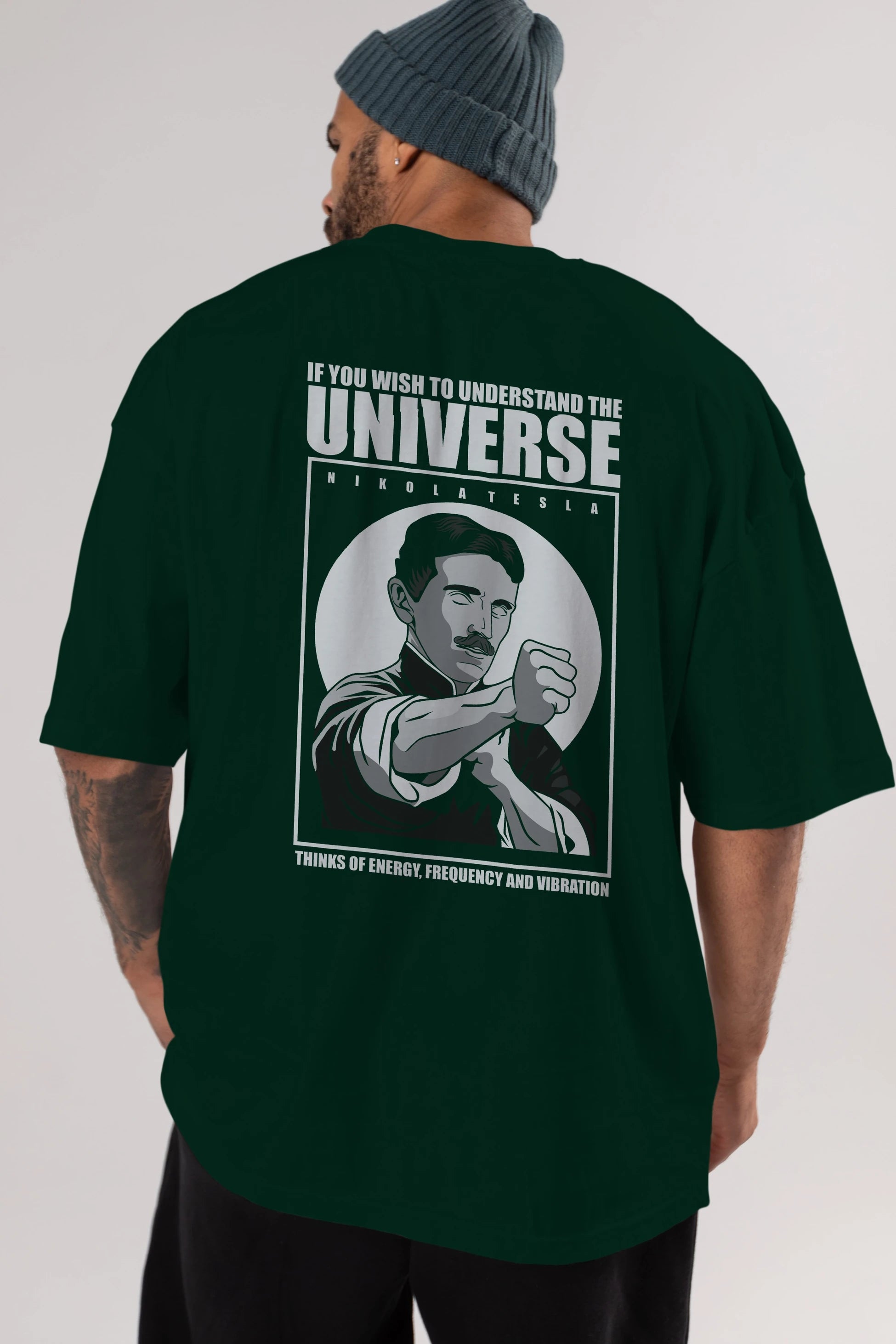 Nicola Tesla Ip Man Arka Baskılı Oversize t-shirt Erkek Kadın Unisex %100 Pamuk tişort