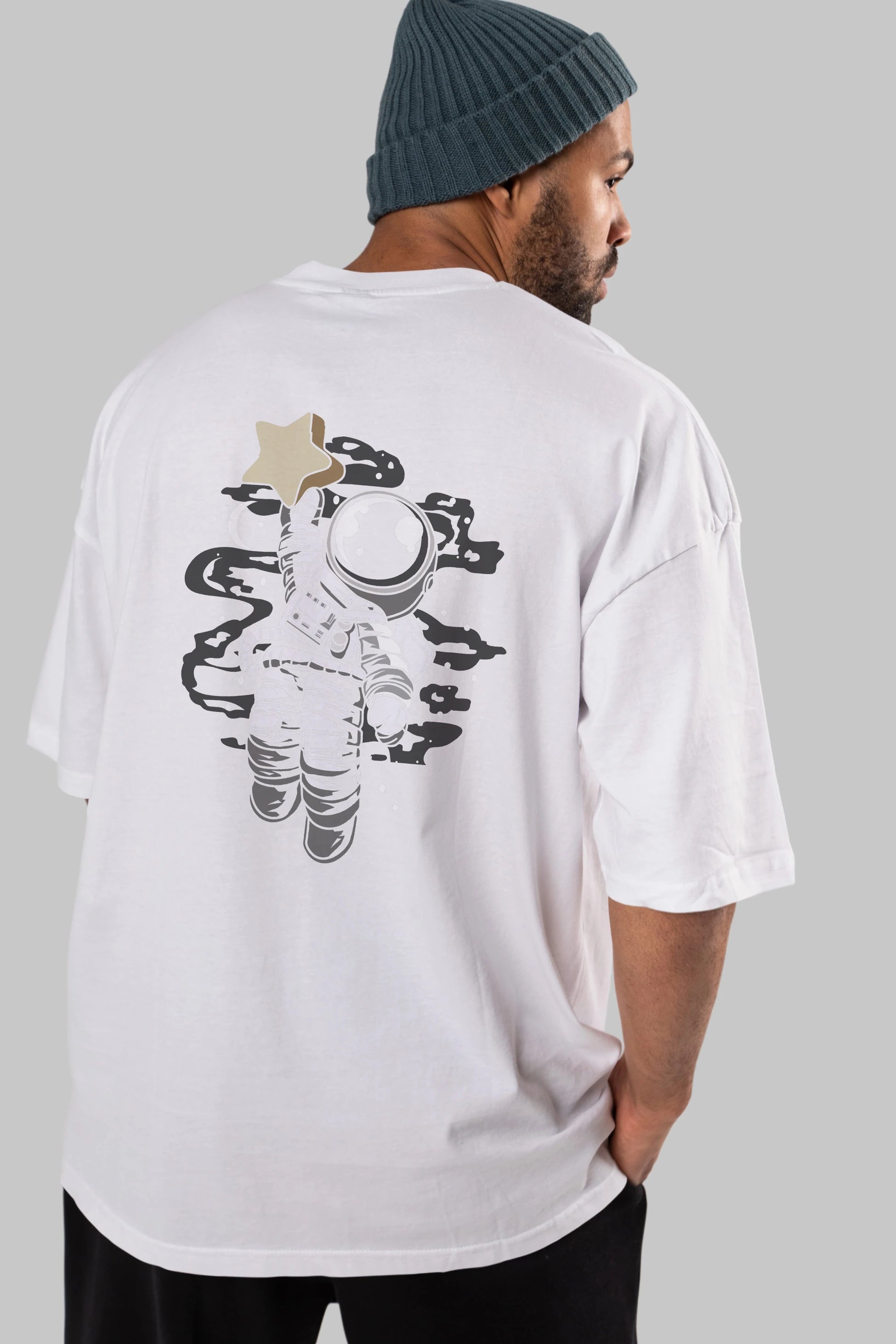 Astronaut Reach The Star Arka Baskılı Oversize t-shirt Erkek Kadın Unisex