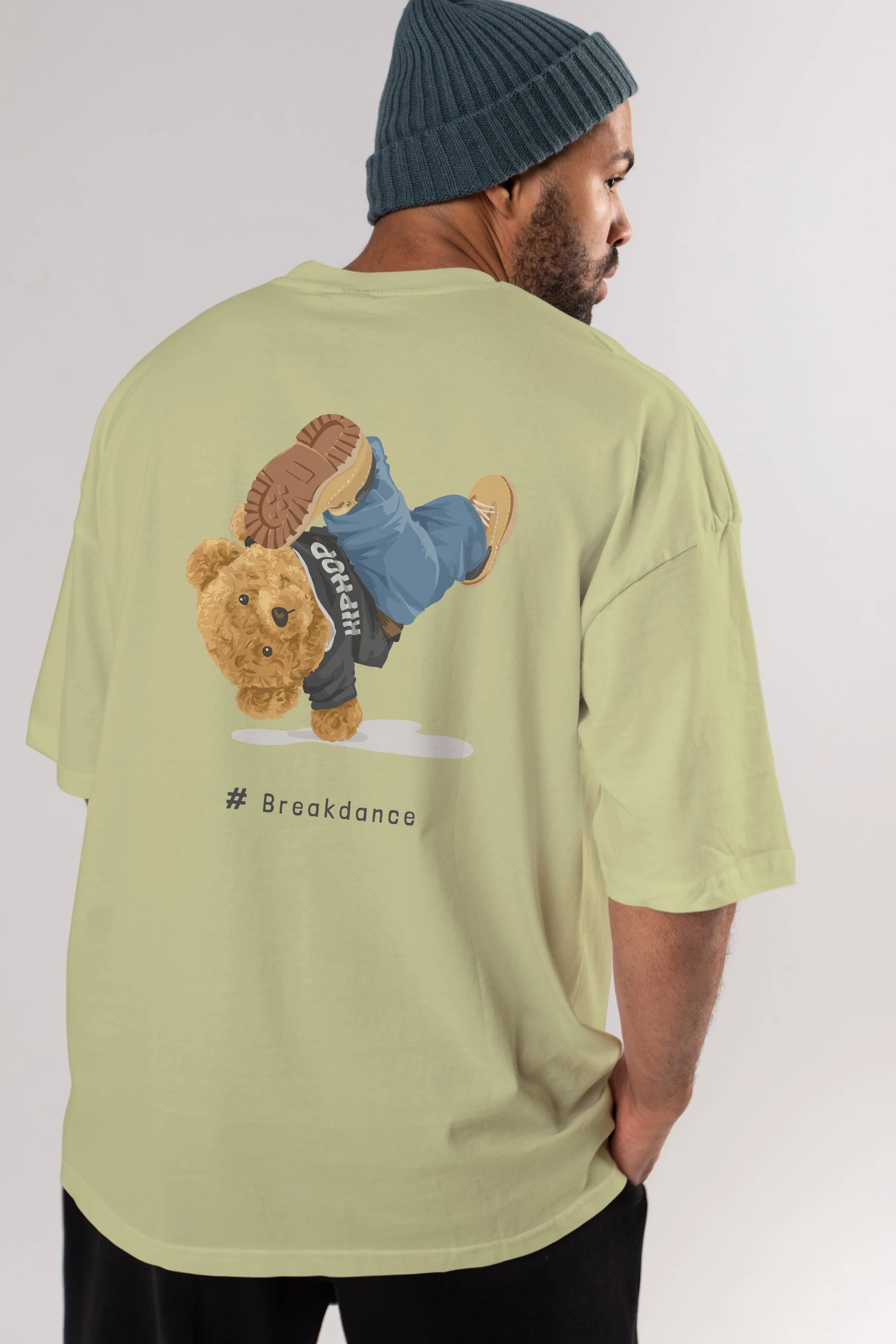 Teddy Bear Breakdance Arka Baskılı Oversize t-shirt Erkek Kadın Unisex %100 Pamuk