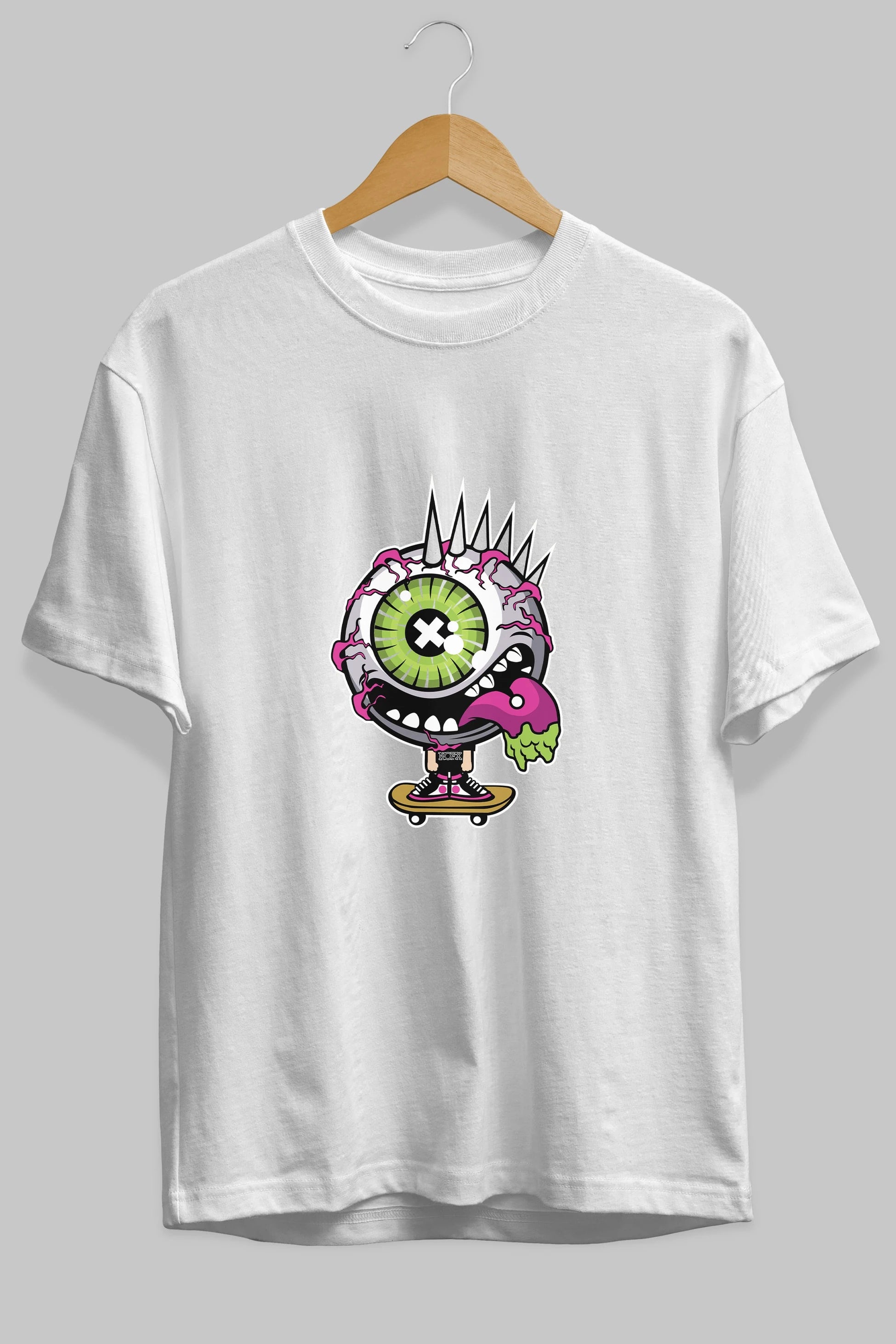 Eye Monster Skater Ön Baskılı Oversize t-shirt Erkek Kadın Unisex %100 Pamuk tişort
