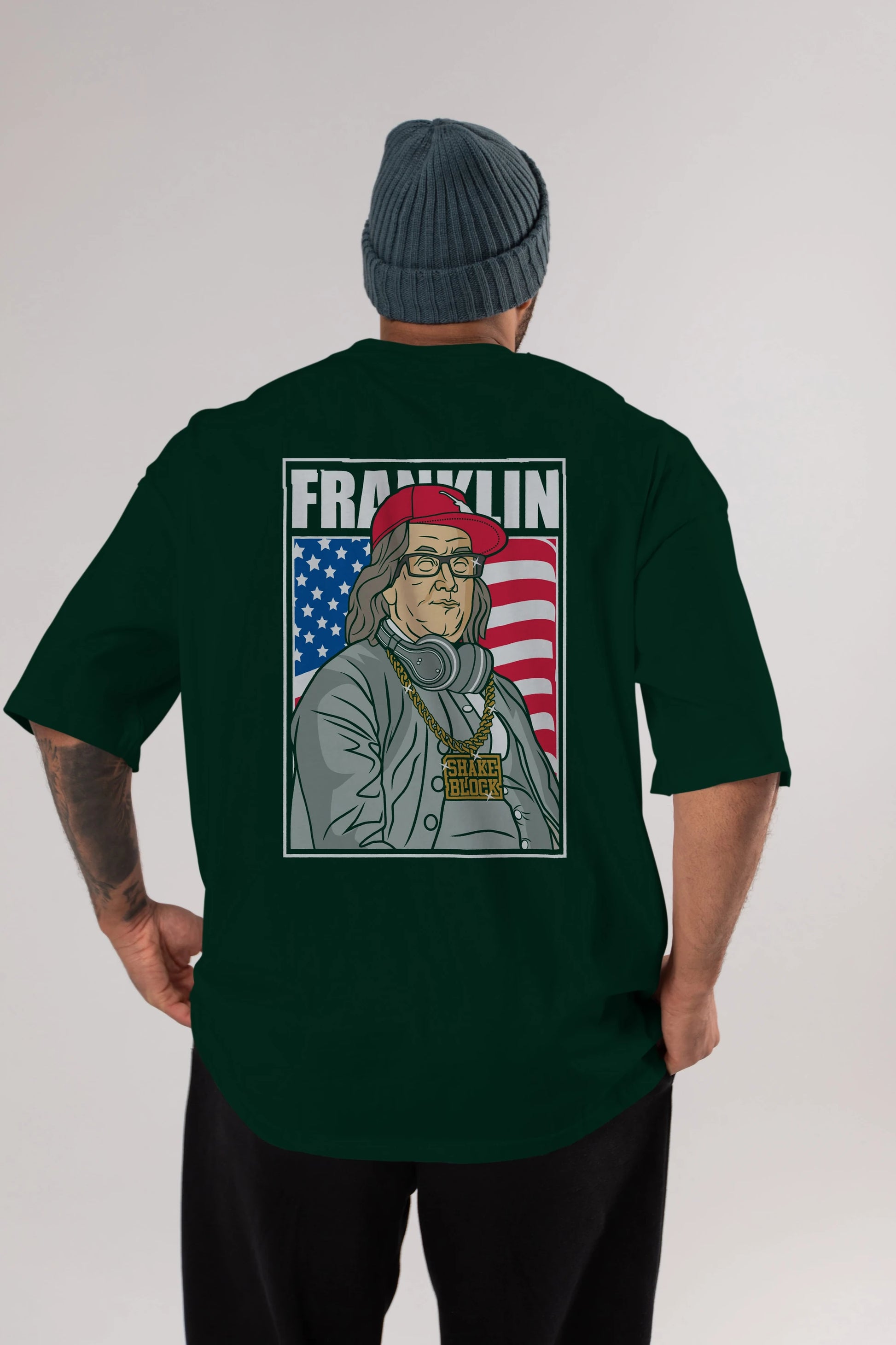 Franklin Rapper Arka Baskılı Oversize t-shirt Erkek Kadın Unisex %100 Pamuk tişort
