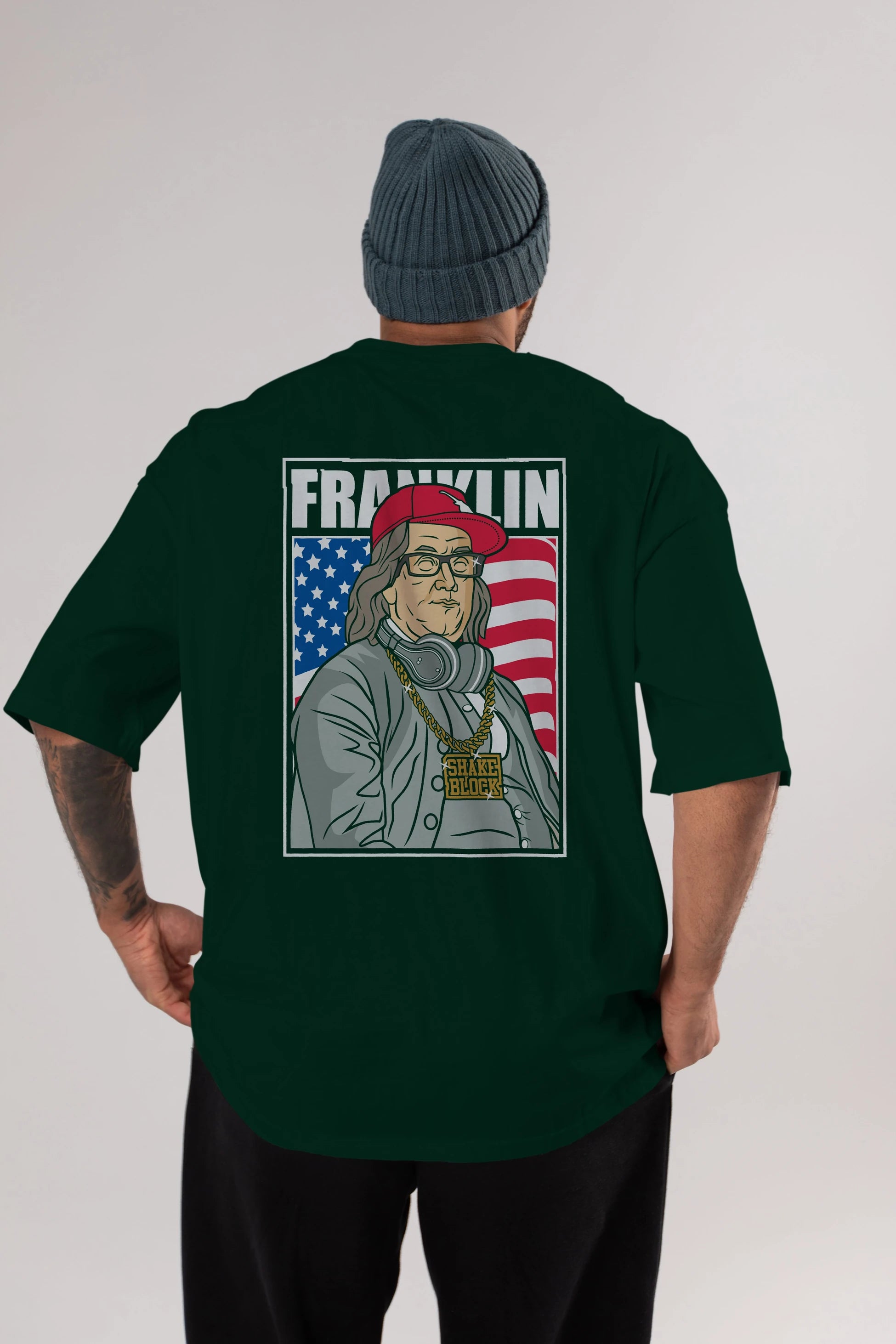 Franklin Rapper Arka Baskılı Oversize t-shirt Erkek Kadın Unisex %100 Pamuk tişort
