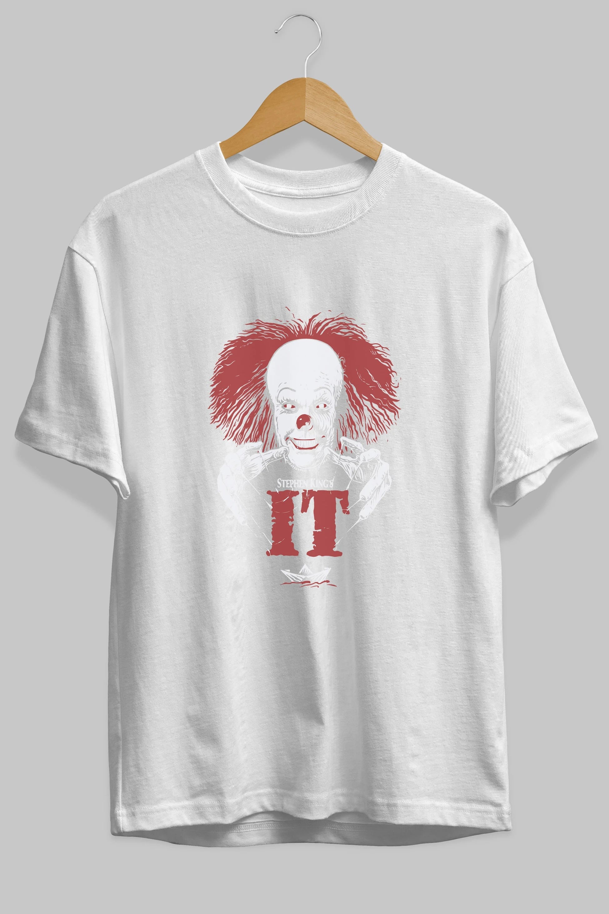 it Ön Baskılı Oversize t-shirt Erkek Kadın Unisex %100 Pamuk Bisiklet Yaka tişort