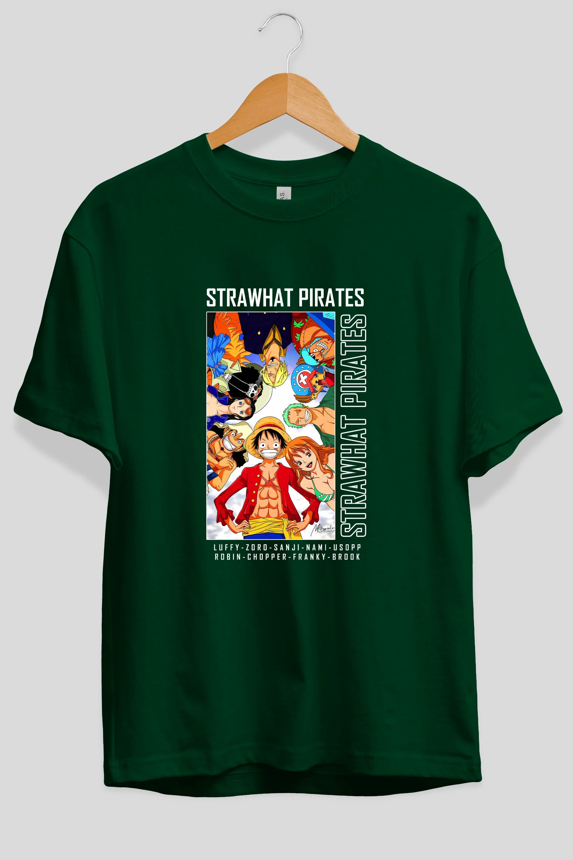 Luffy Strahwat Anime Ön Baskılı Oversize t-shirt Erkek Kadın Unisex