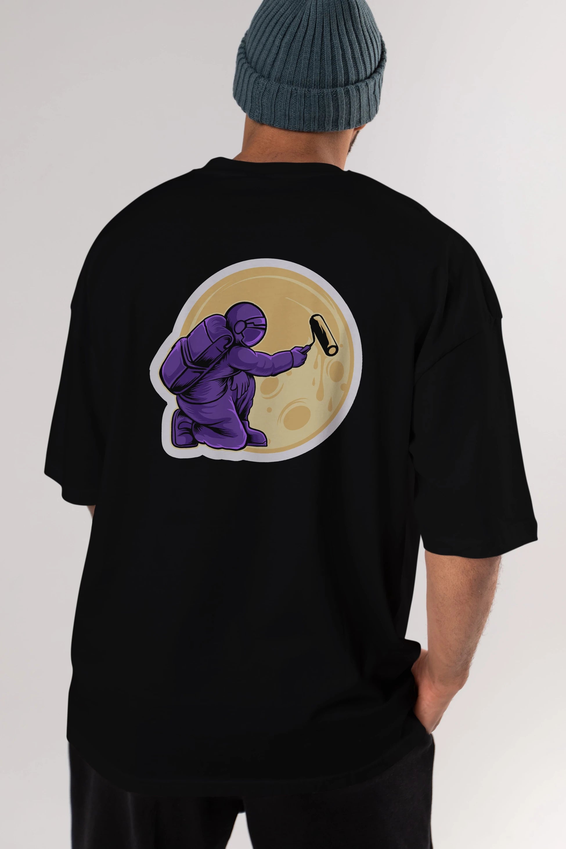 Astropaint Sticker Arka Baskılı Oversize t-shirt Erkek Kadın Unisex