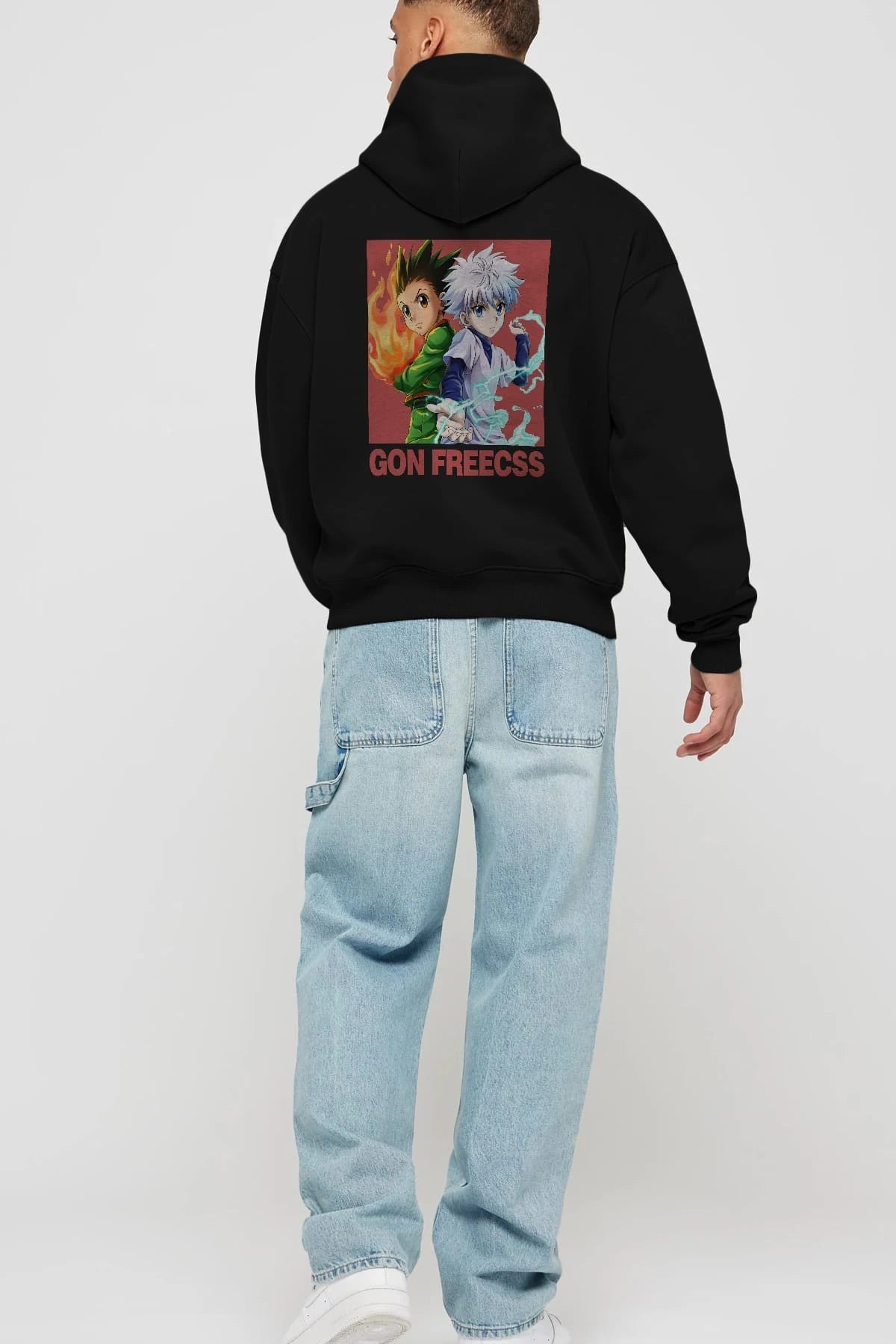 Gon Freecss HUNTER X HUNTER 4 Anime Arka Baskılı Hoodie Oversize Kapüşonlu Sweatshirt Erkek Kadın Unisex
