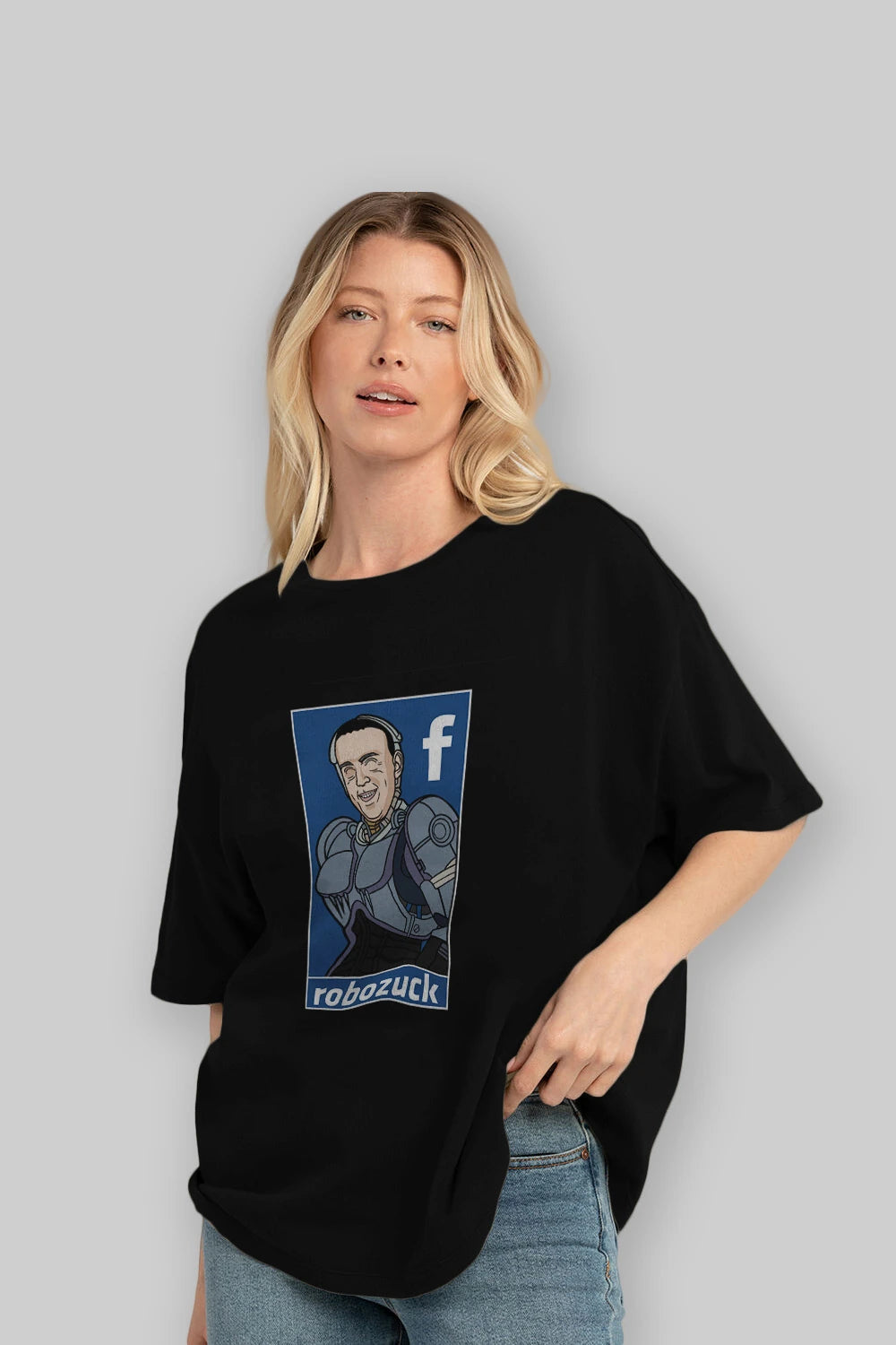 Robozuck Ön Baskılı Oversize t-shirt Erkek Kadın Unisex %100 Pamuk tişort