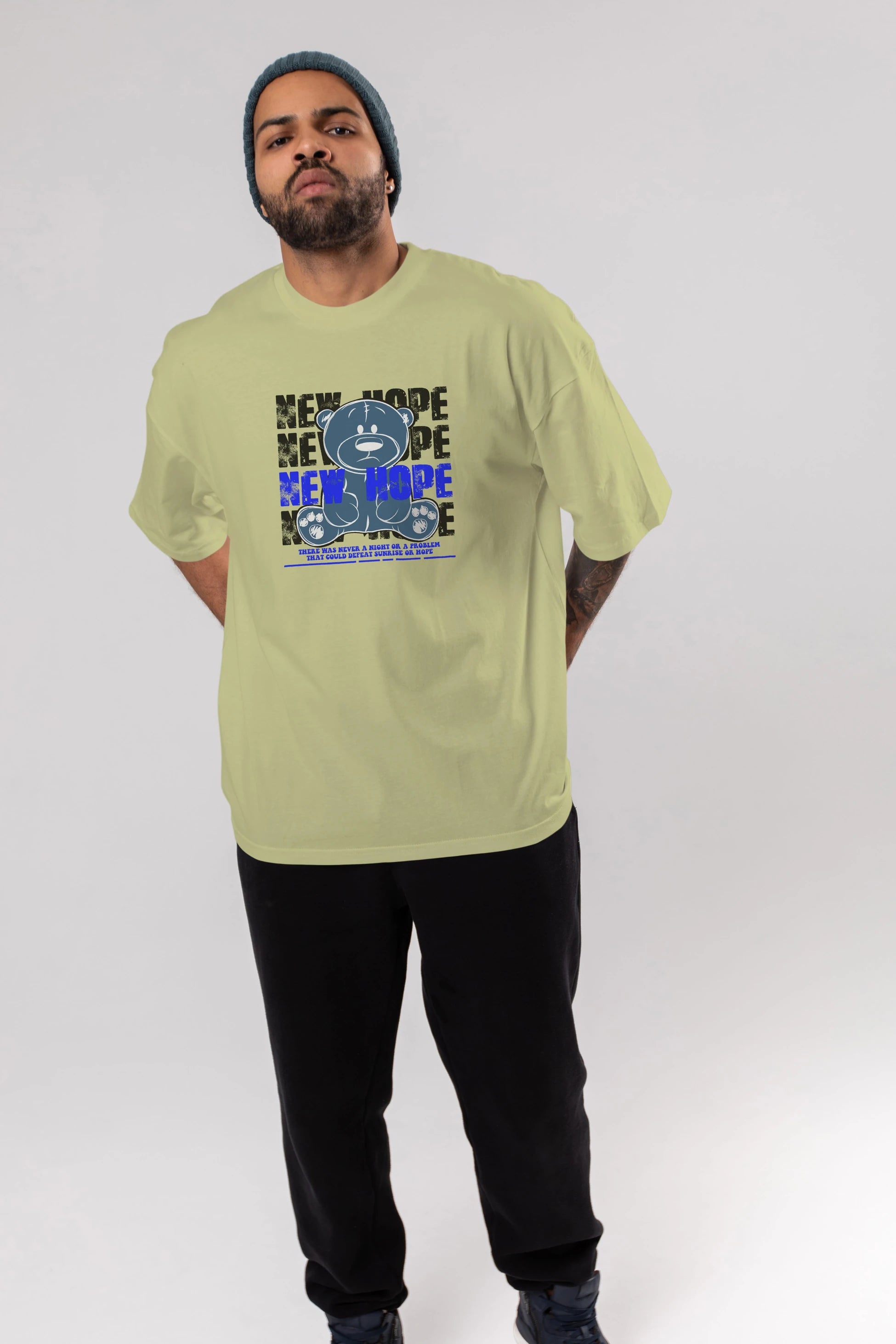 Teddy Bear New Hope Ön Baskılı Oversize t-shirt Erkek Kadın Unisex