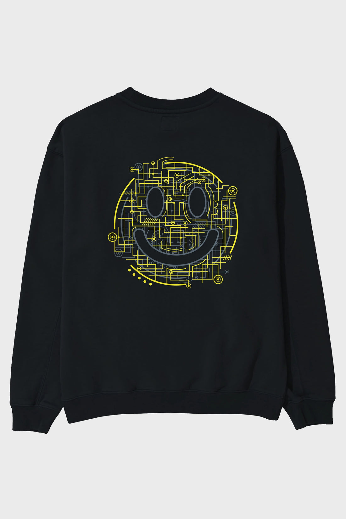 Electric Smiley Arka Baskılı Oversize Sweatshirt Erkek Kadın Unisex