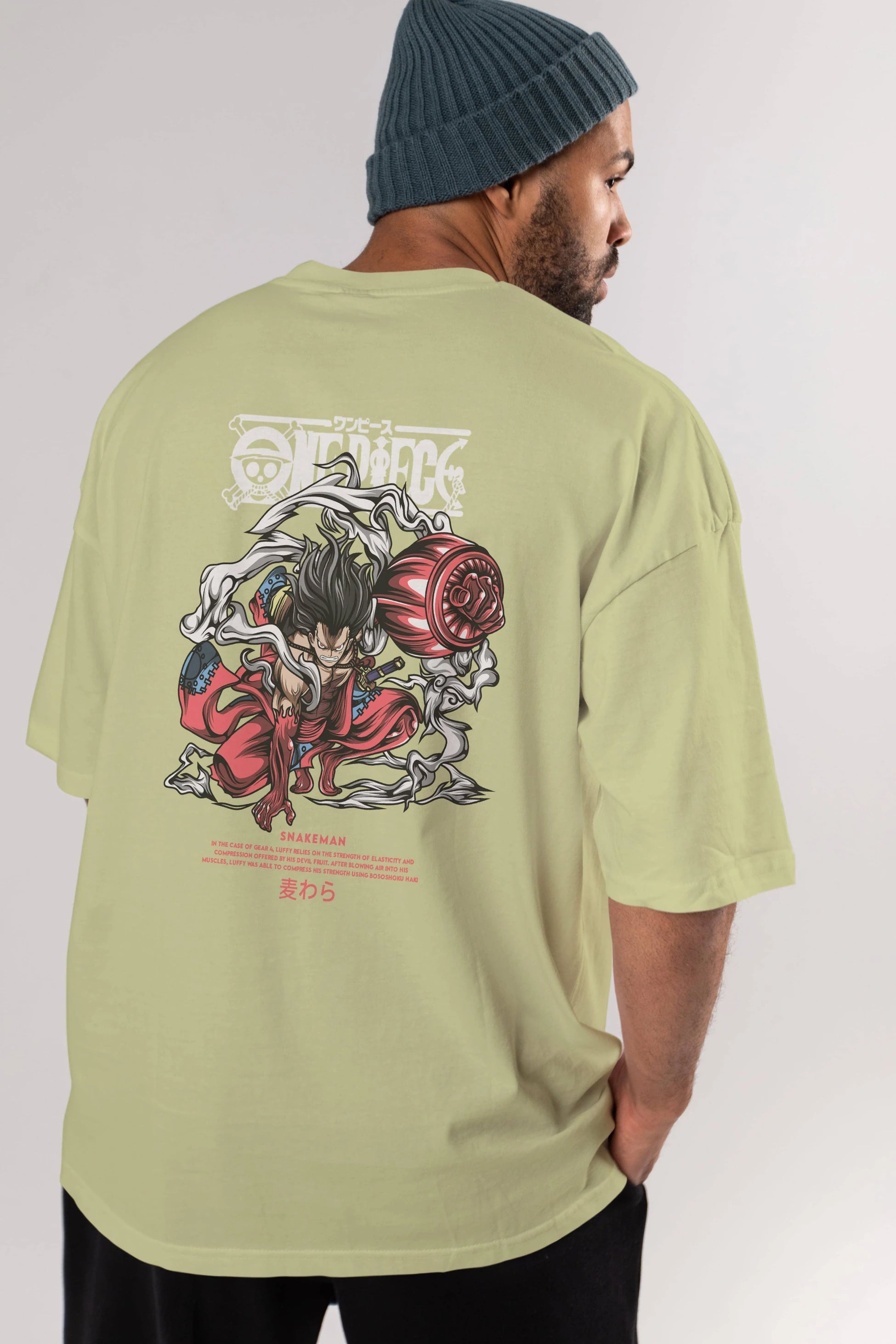 One Piece Snakeman Anime Arka Baskılı Oversize t-shirt Erkek Kadın Unisex