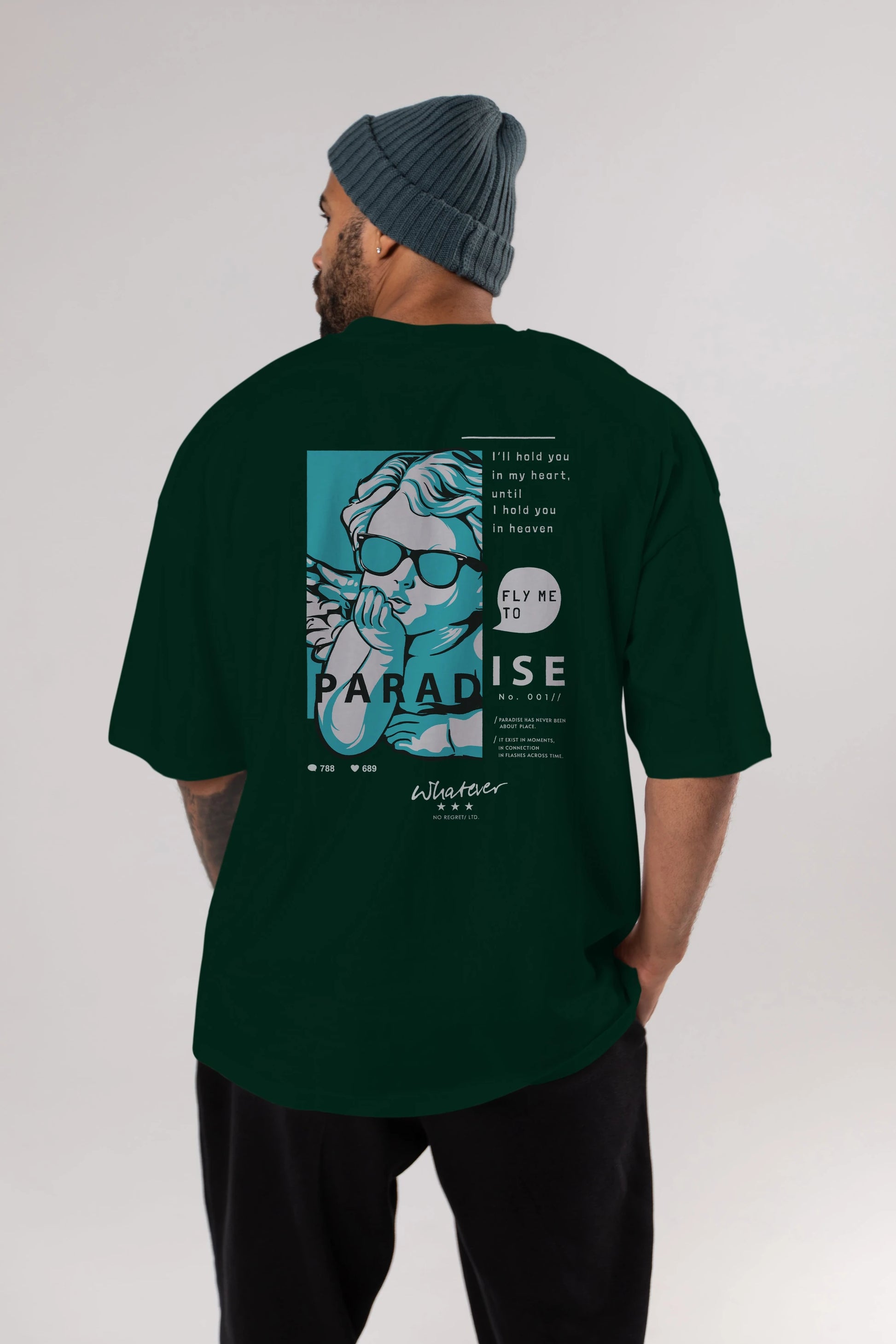 Paradise Fly to Me Arka Baskılı Oversize t-shirt Erkek Kadın Unisex