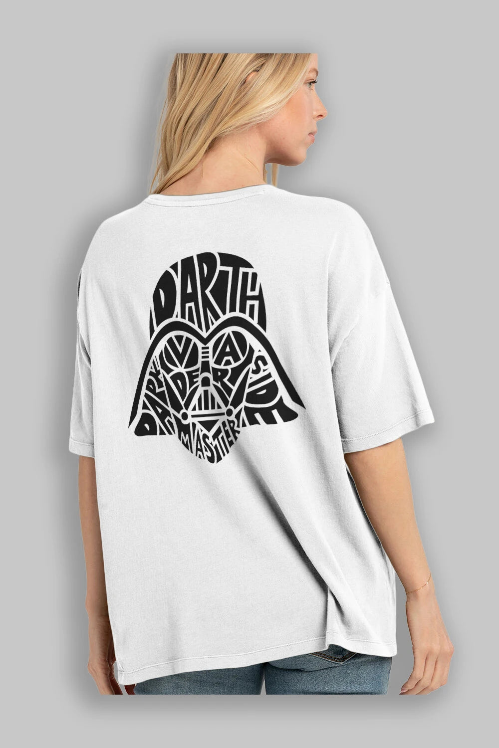 Darth Vader Arka Baskılı Oversize t-shirt %100 pamuk Erkek Kadın Unisex
