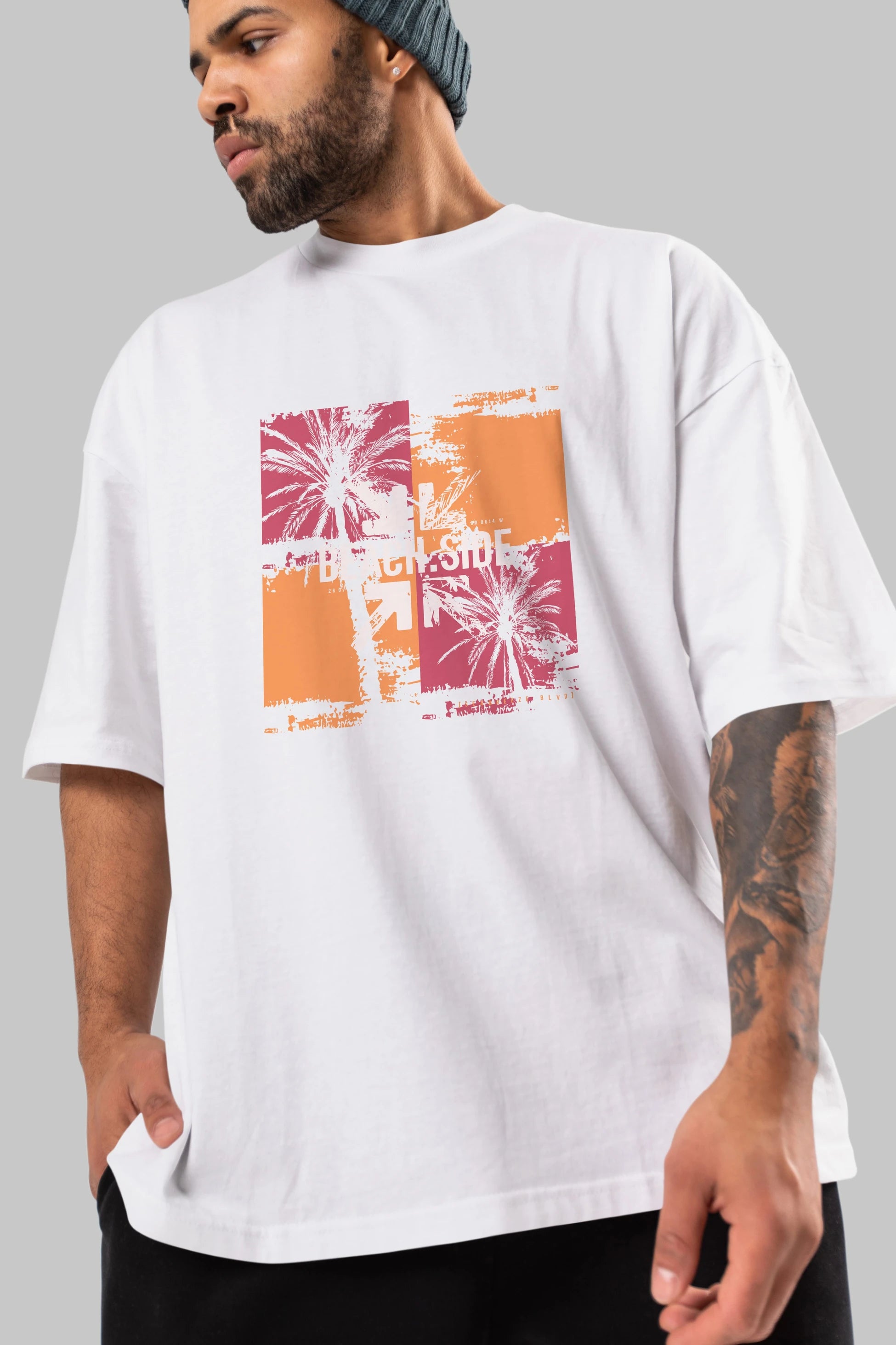Beach Side Ön Baskılı Oversize t-shirt Erkek Kadın Unisex
