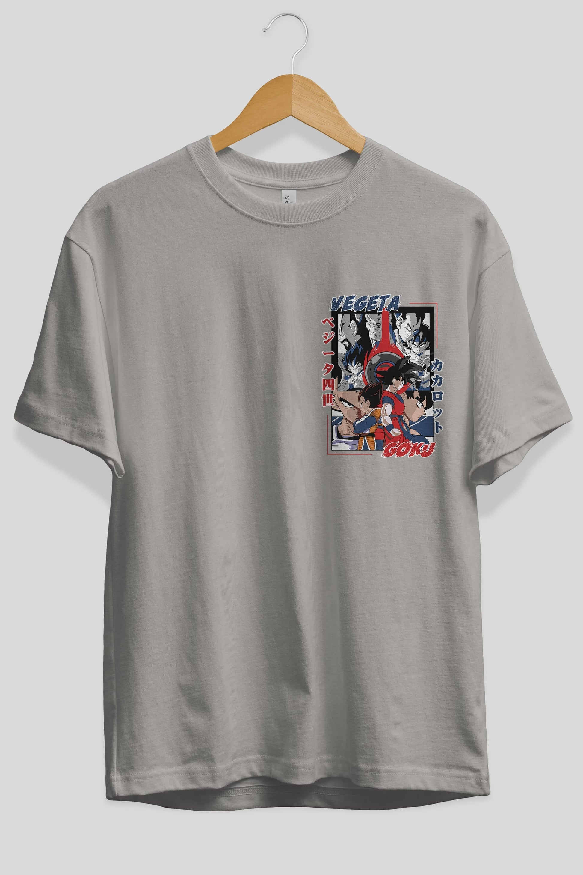 VEGETA VS GOKU Ön Sol Baskılı Oversize t-shirt Erkek Kadın Unisex %100 Pamuk Bisiklet Yaka tişort