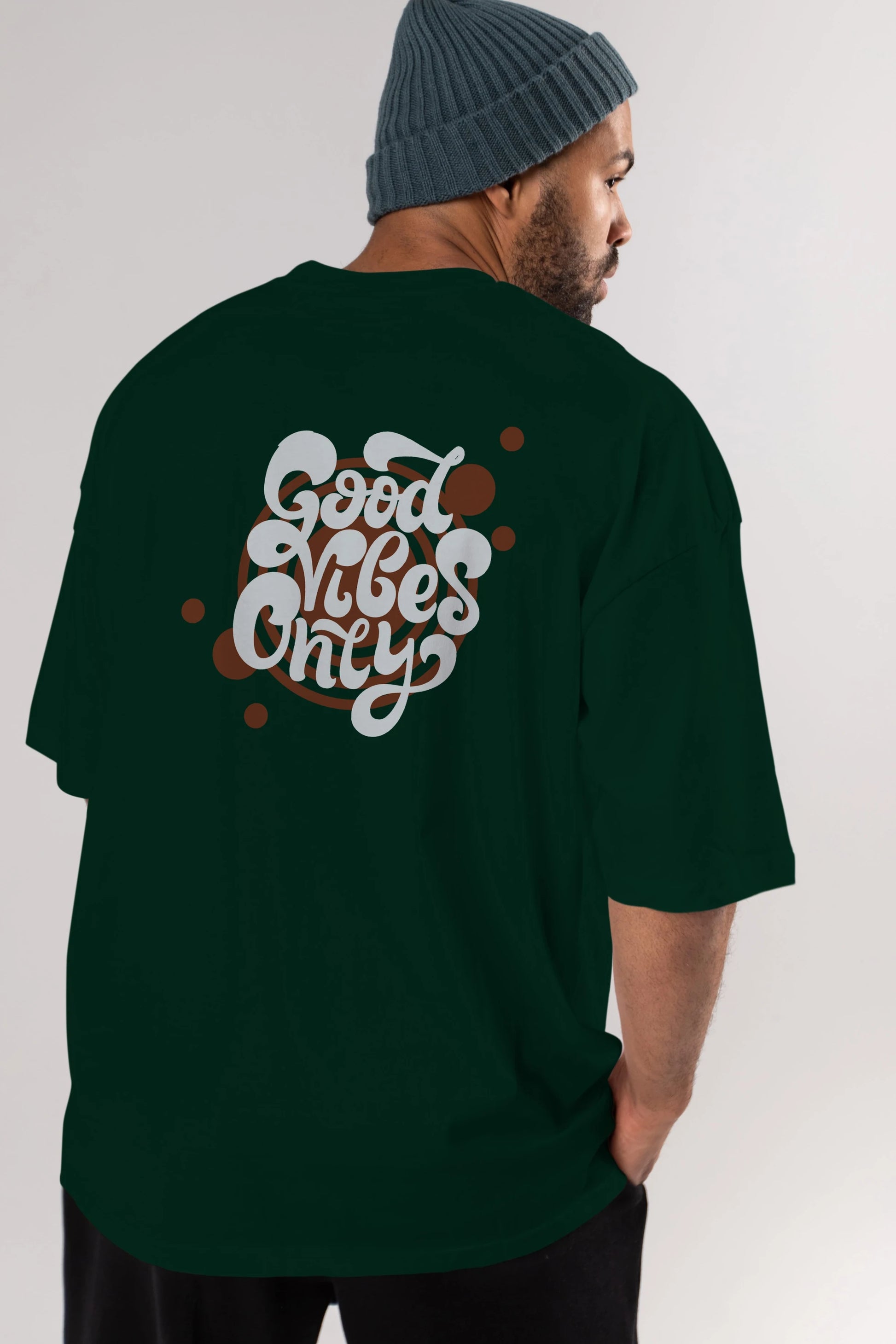 Good Vibes Only Yazılı Arka Baskılı Oversize t-shirt Erkek Kadın Unisex