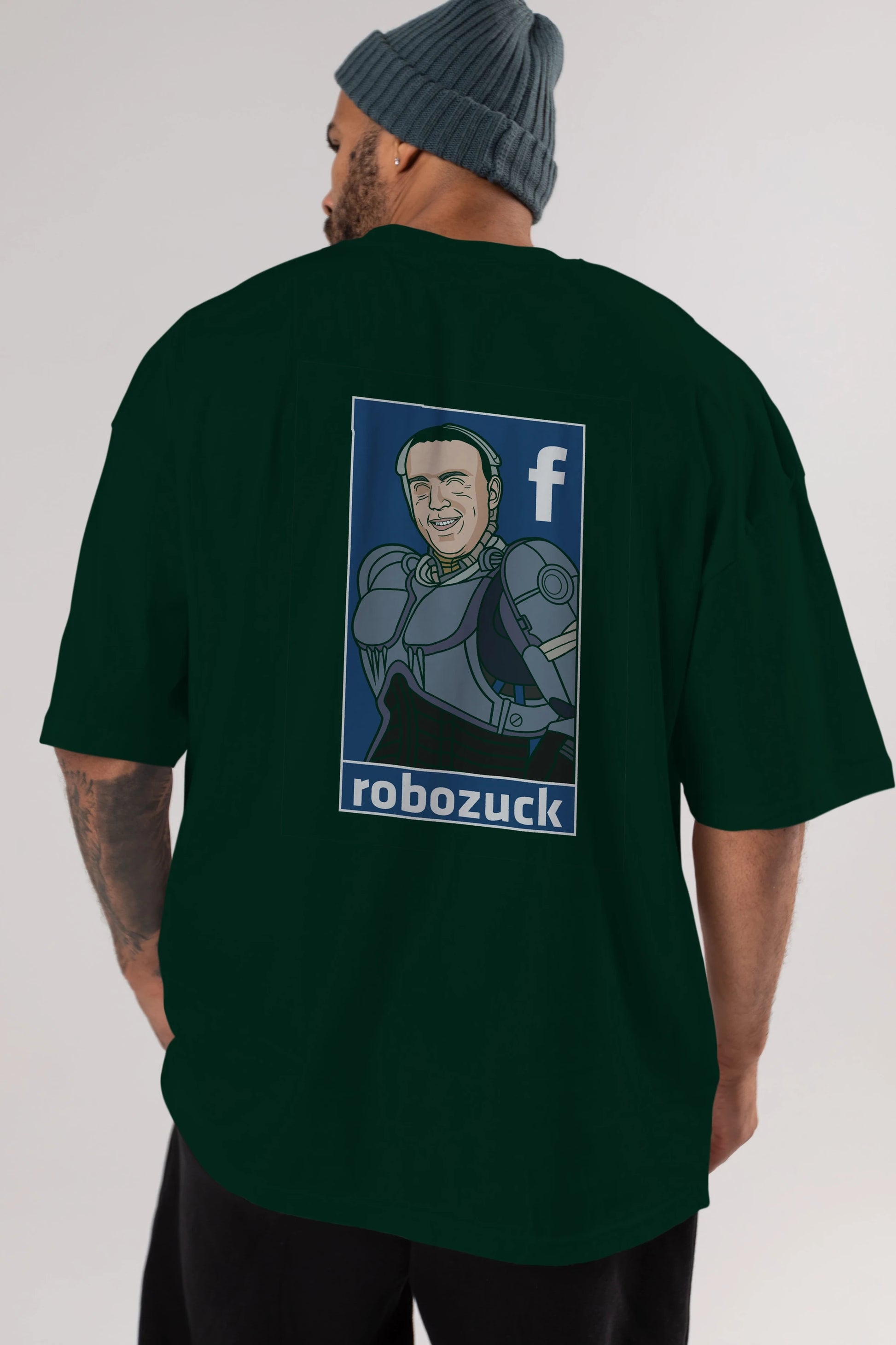 Robozuck Arka Baskılı Oversize t-shirt Erkek Kadın Unisex %100 Pamuk tişort