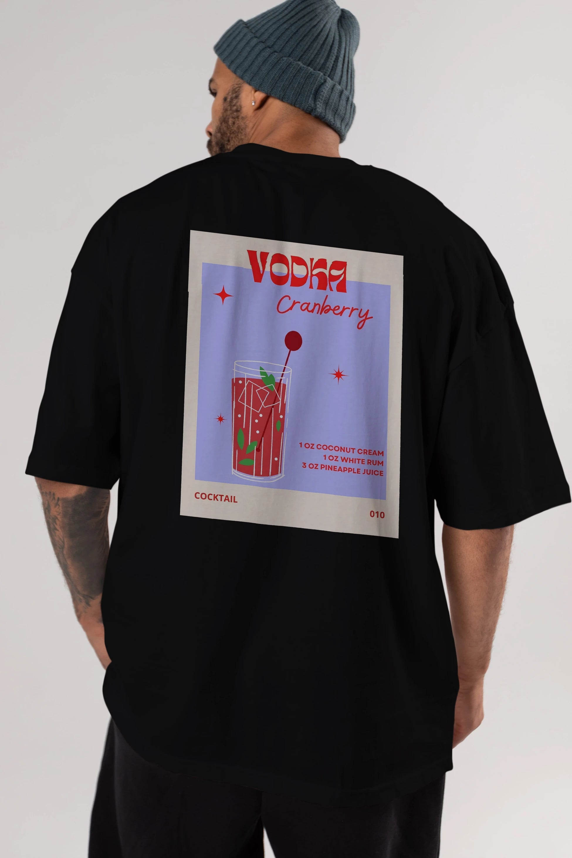 Vodka Cranberry Arka Baskılı Oversize t-shirt Erkek Kadın Unisex %100 Pamuk Bisiklet Yaka tişort