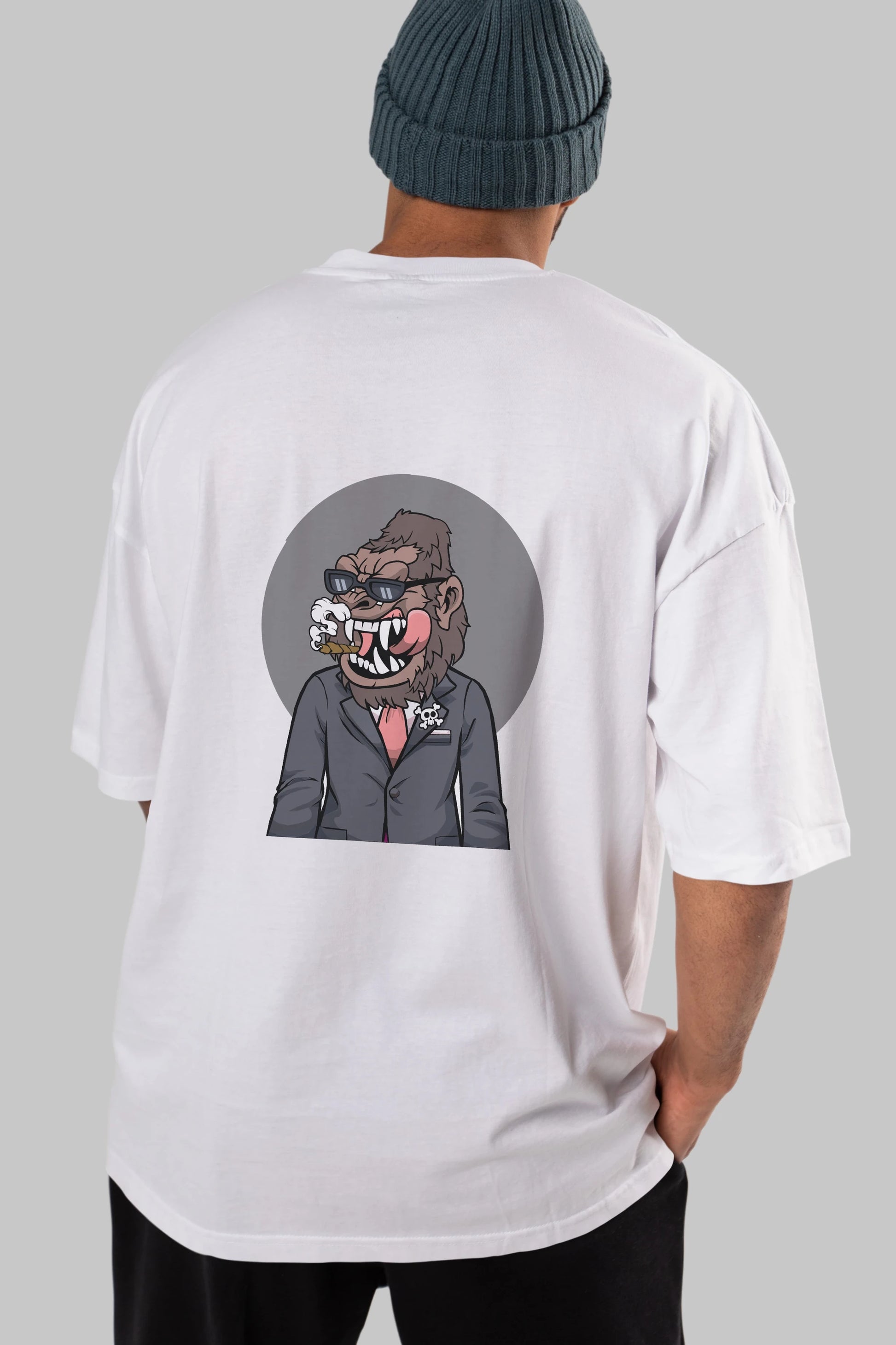 Monkey Suits Arka Baskılı Oversize t-shirt Erkek Kadın Unisex %100 Pamuk tişort