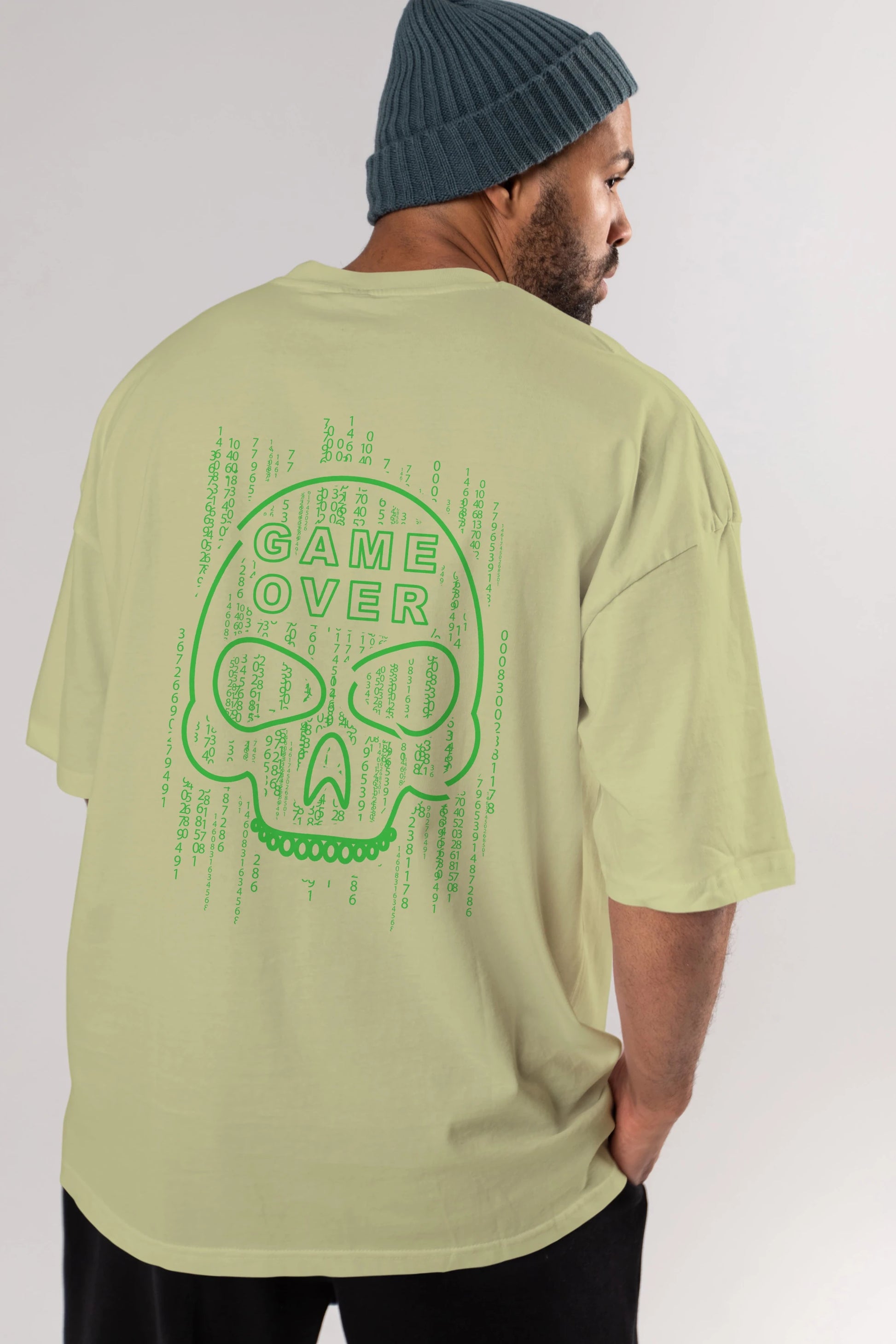 Game Over Arka Baskılı Oversize t-shirt Erkek Kadın Unisex