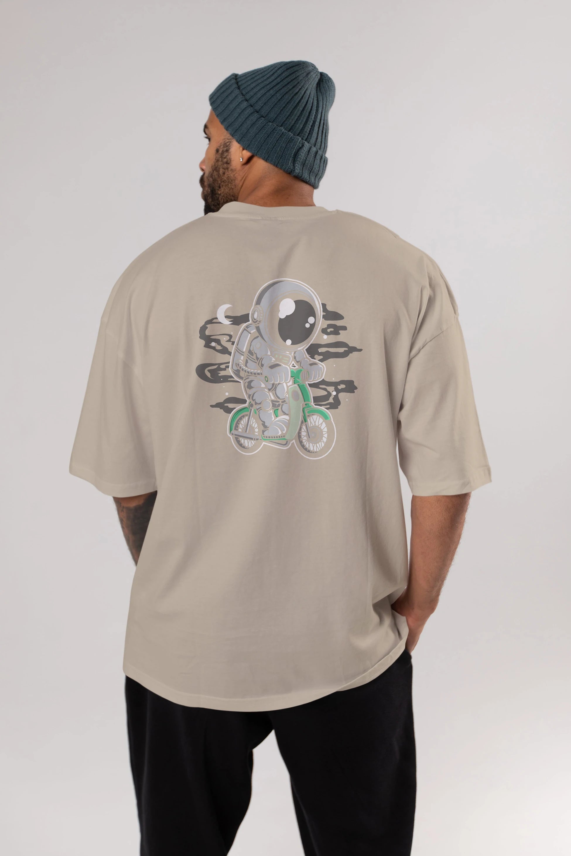 Astronaut Classic Motorbike Arka Baskılı Oversize t-shirt Erkek Kadın Unisex