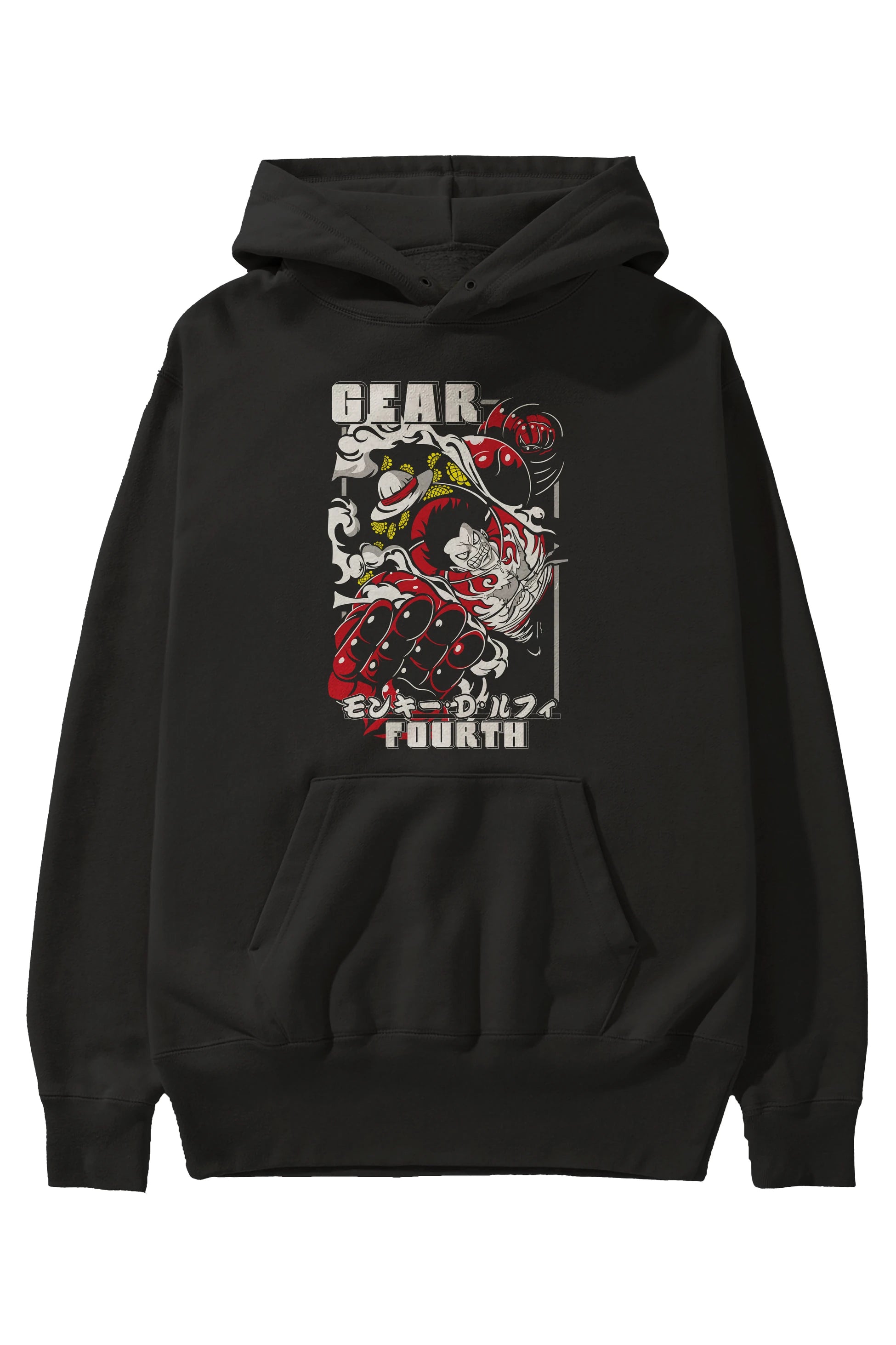 Luffy GEAR 4 Anime Ön Baskılı Hoodie Oversize Kapüşonlu Sweatshirt Erkek Kadın Unisex