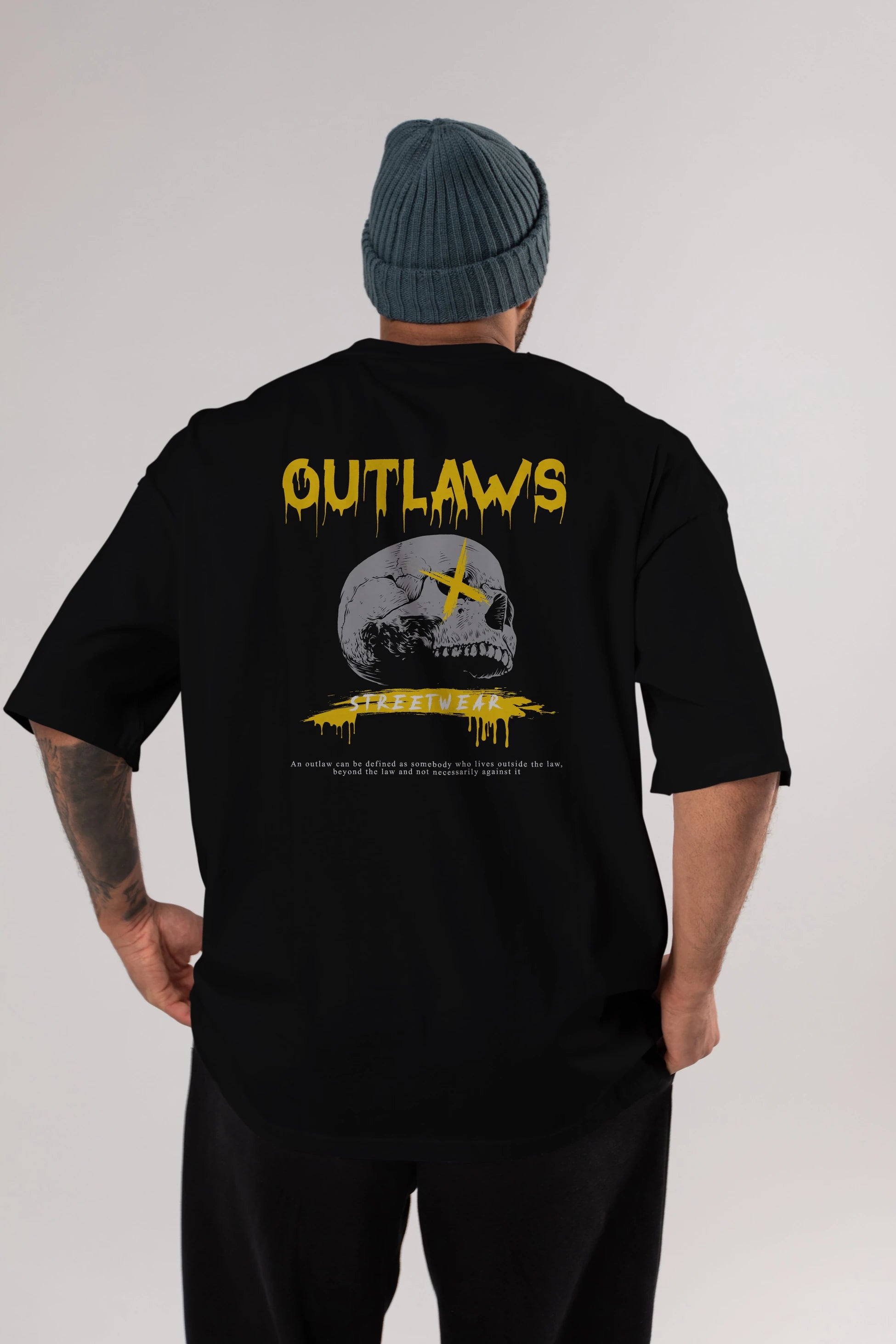 Outlaws Streetwear Arka Baskılı Oversize t-shirt Erkek Kadın Unisex